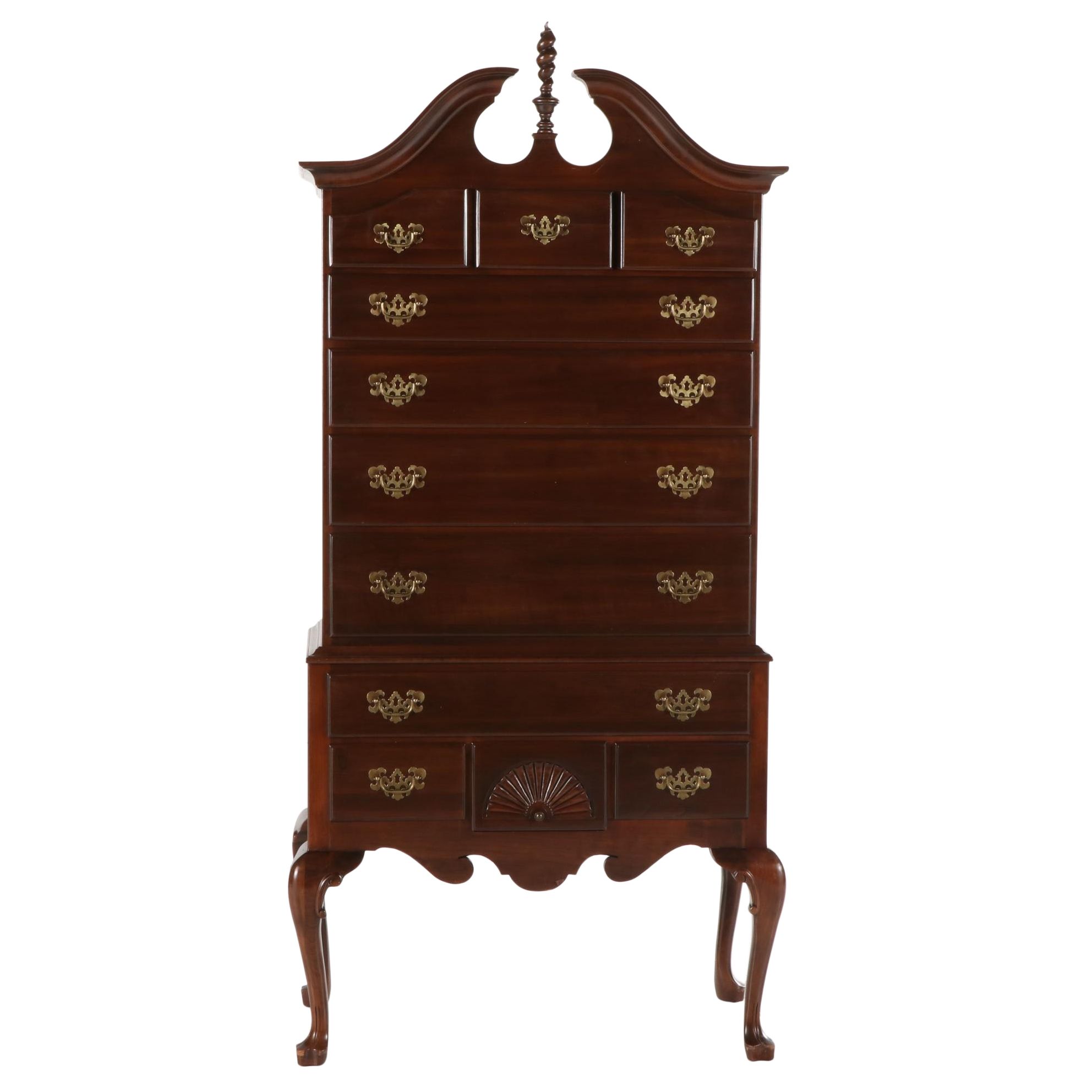 Ethan Allen Queen Anne Style Cherrywood Highboy, Late 20th Century