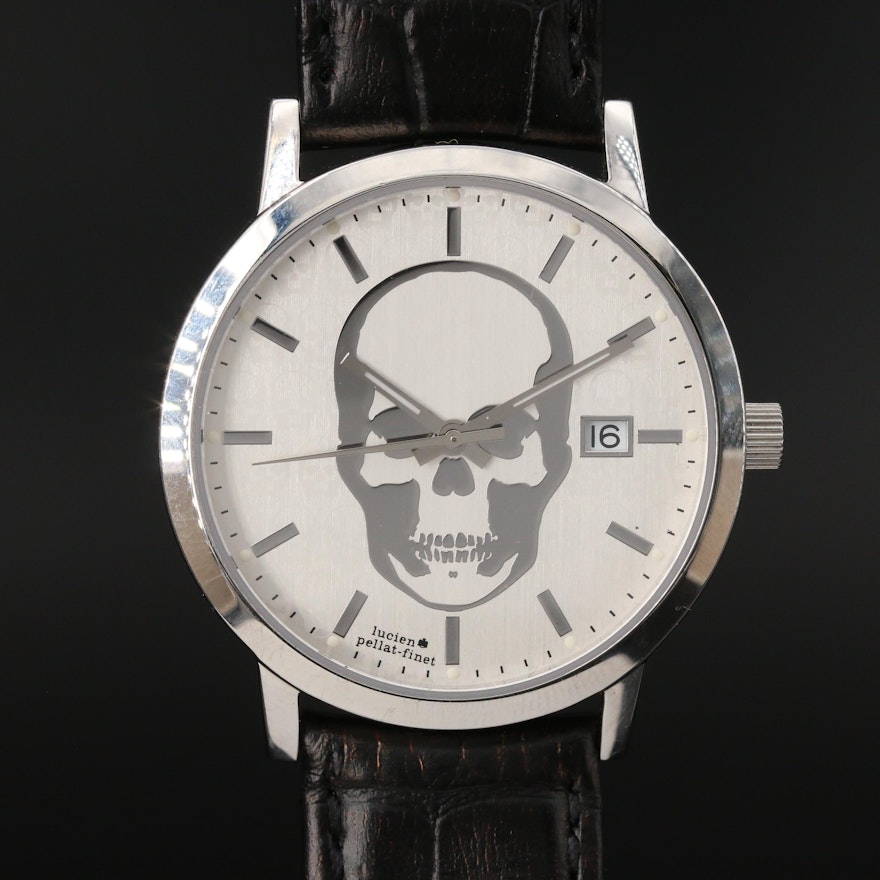 Lucien "Pallat-Finet" Stainless Steel Skull Wristwatch
