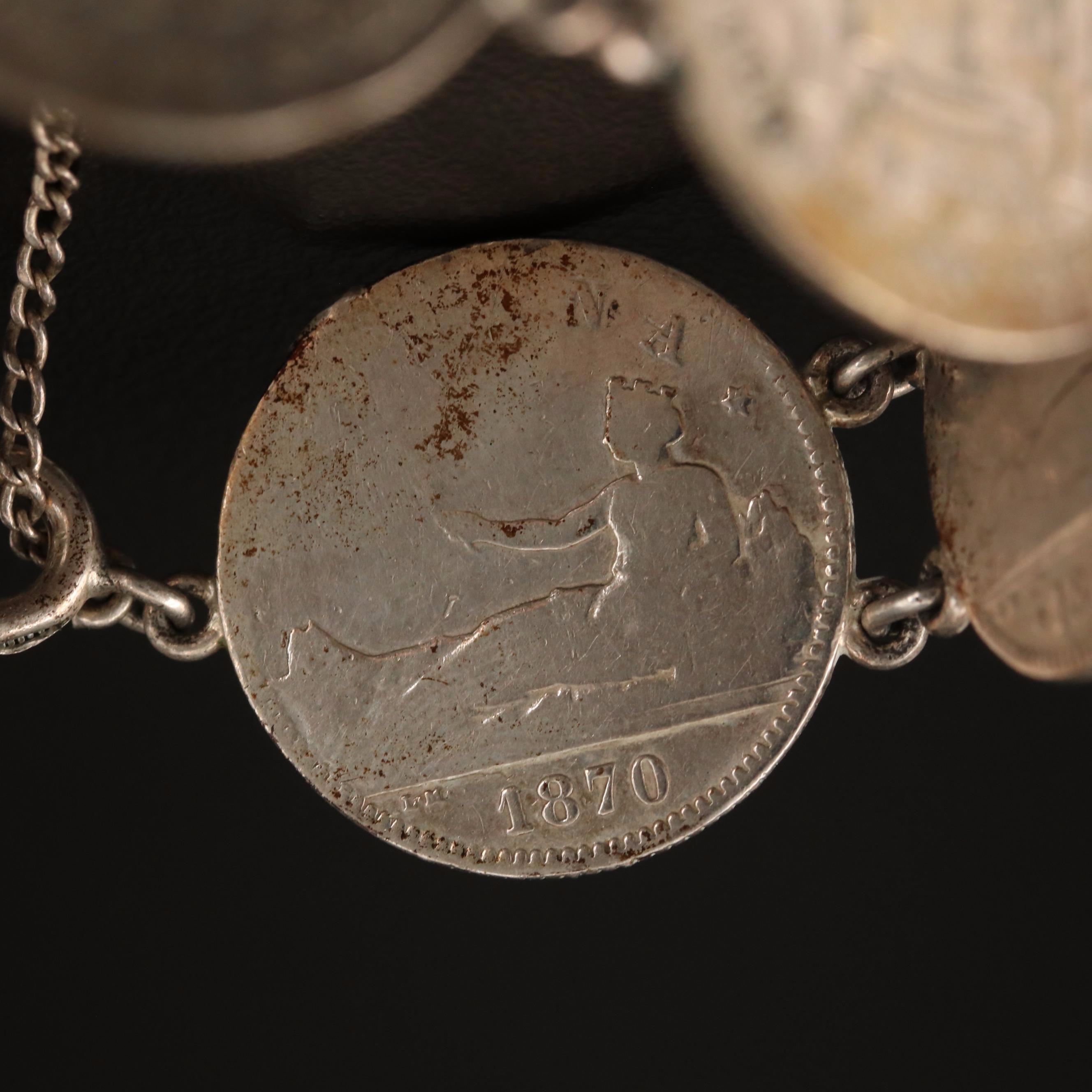Sterling Bracelet with 1-Peseta Spanish Silver Coins