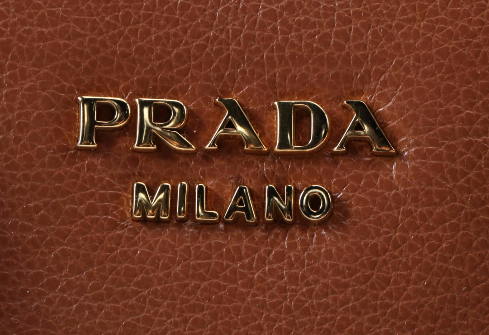 Prada Medium Convertible Shoulder Bag in Cognac Glace Calfskin Leather