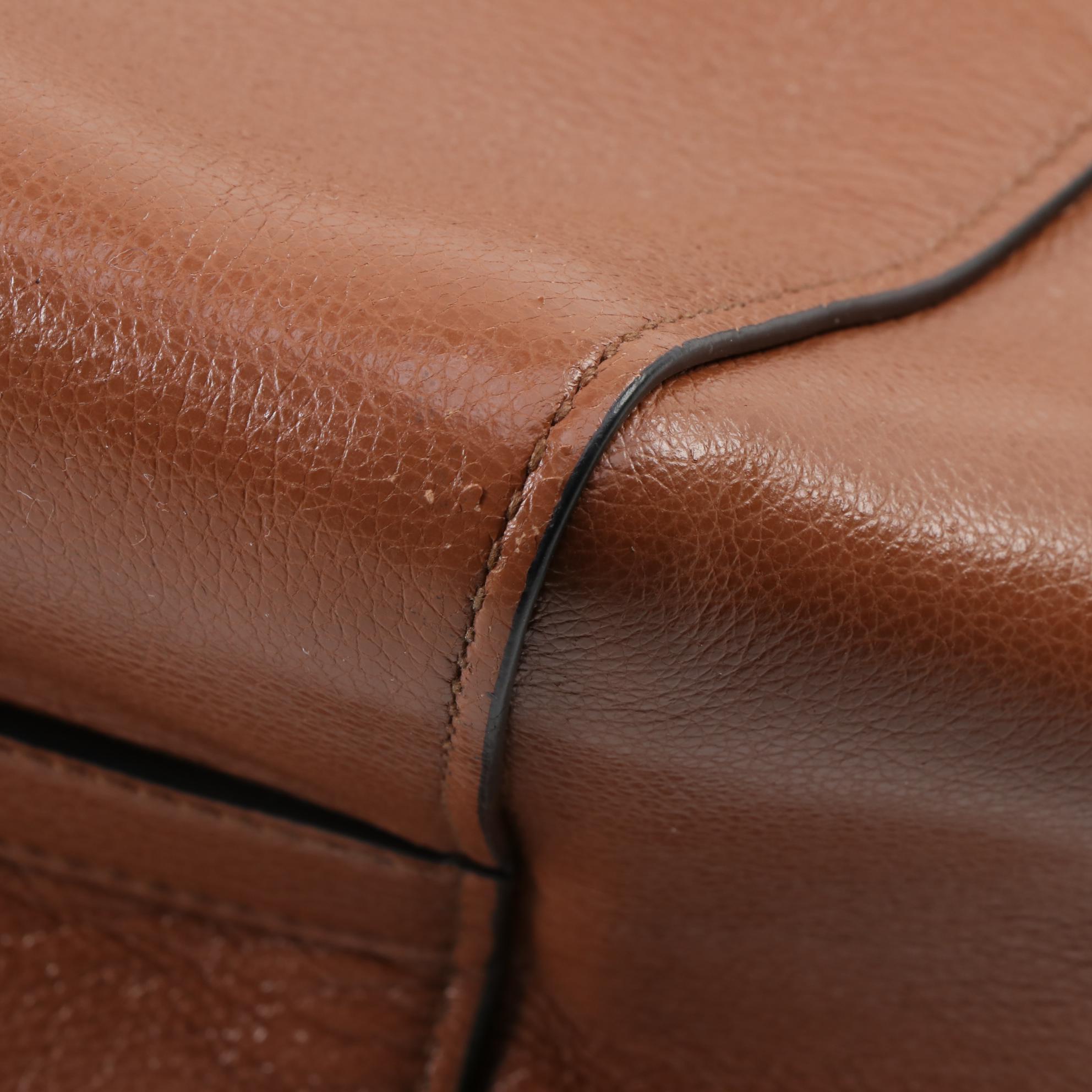 Prada Medium Convertible Shoulder Bag in Cognac Glace Calfskin Leather