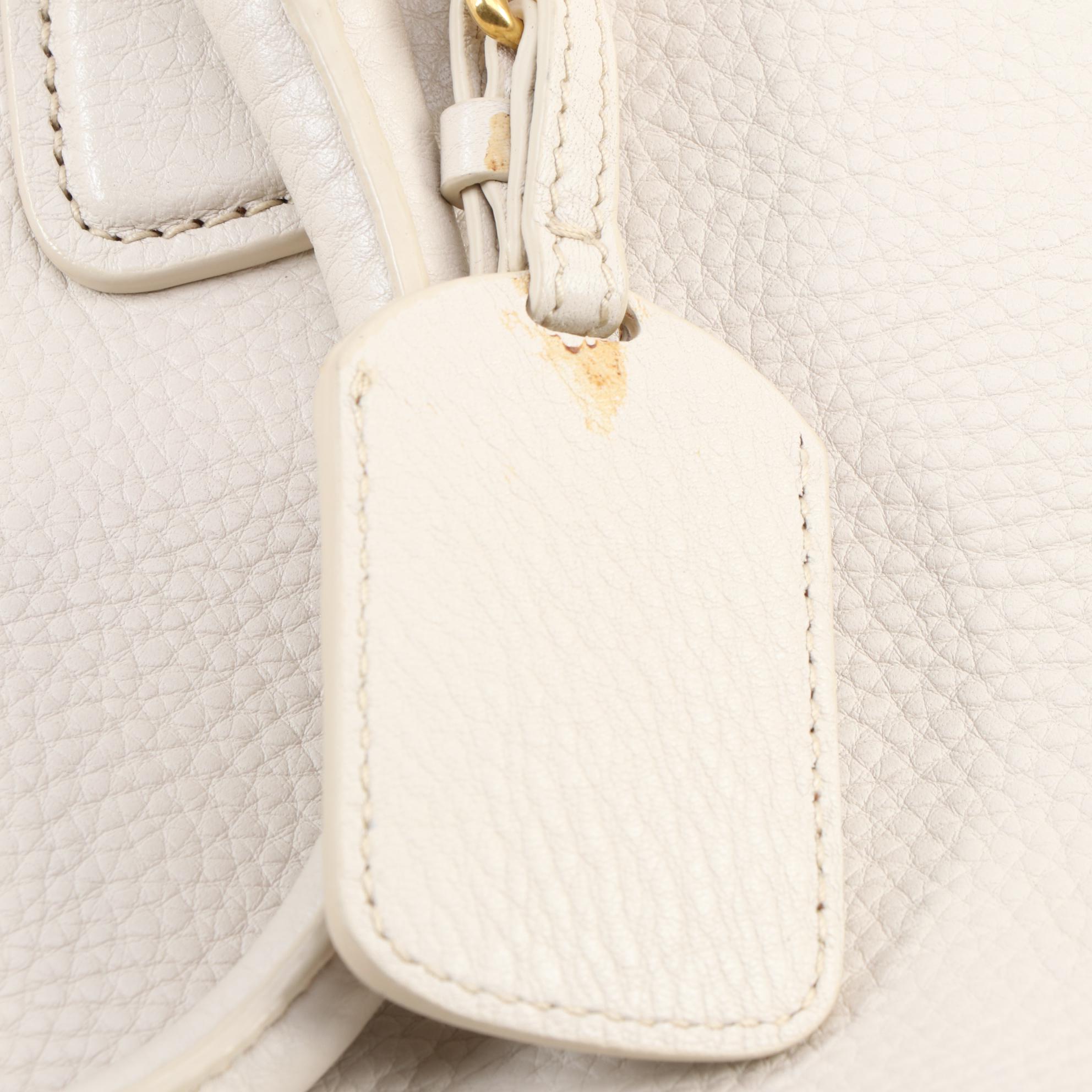 Prada Convertible Shopping Tote in Ivory Vitello Daino Leather