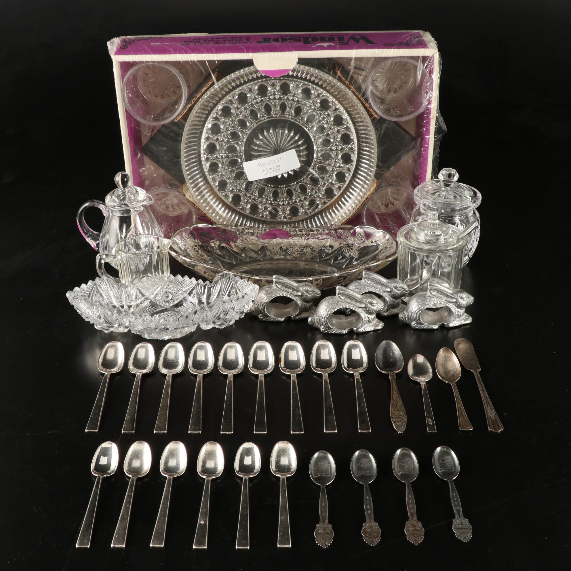 Galway Crystal Cream and Sugar, and Other Tableware, Mid to Late 20th Century