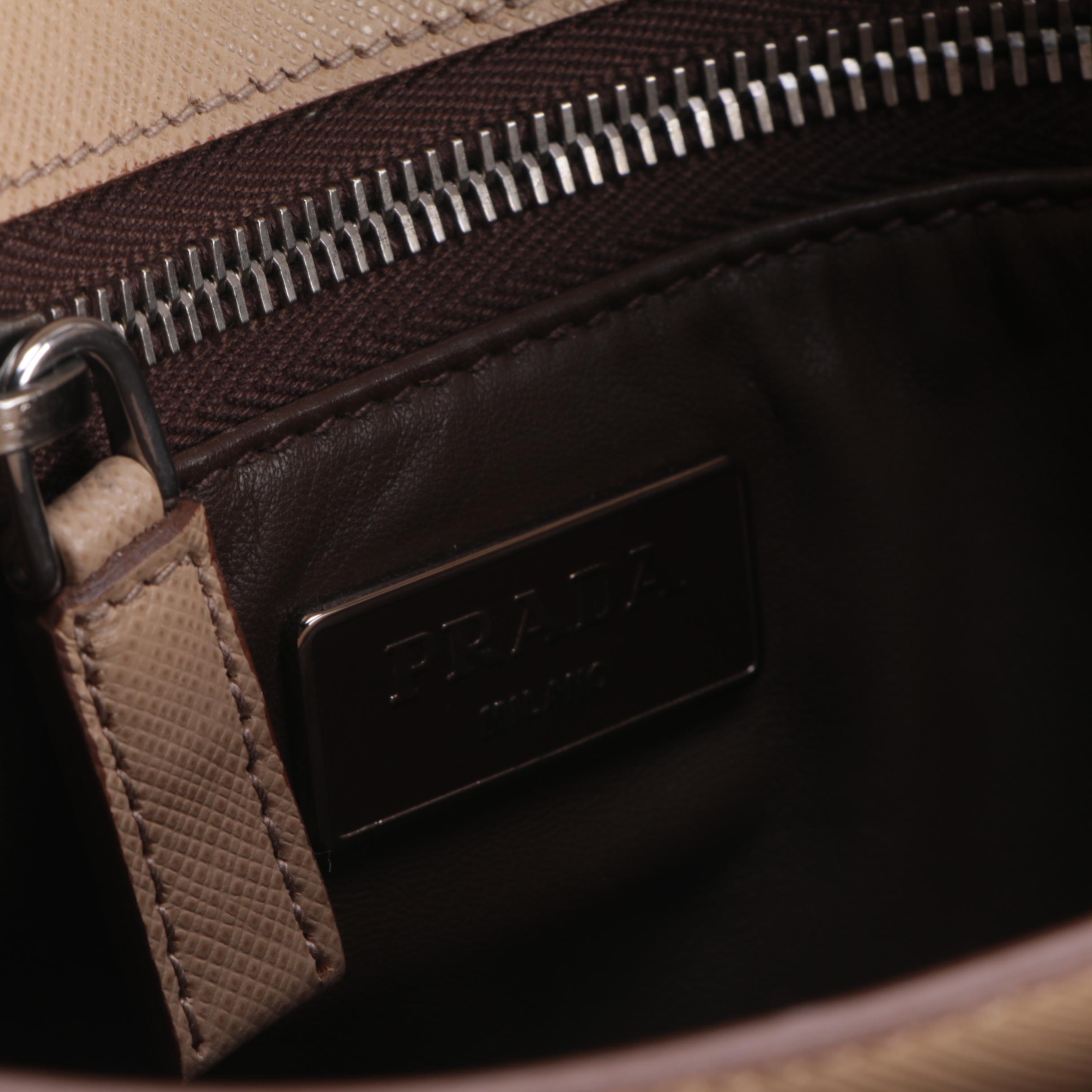 Prada Portfolio Clutch in Studded Bicolor Saffiano Leather