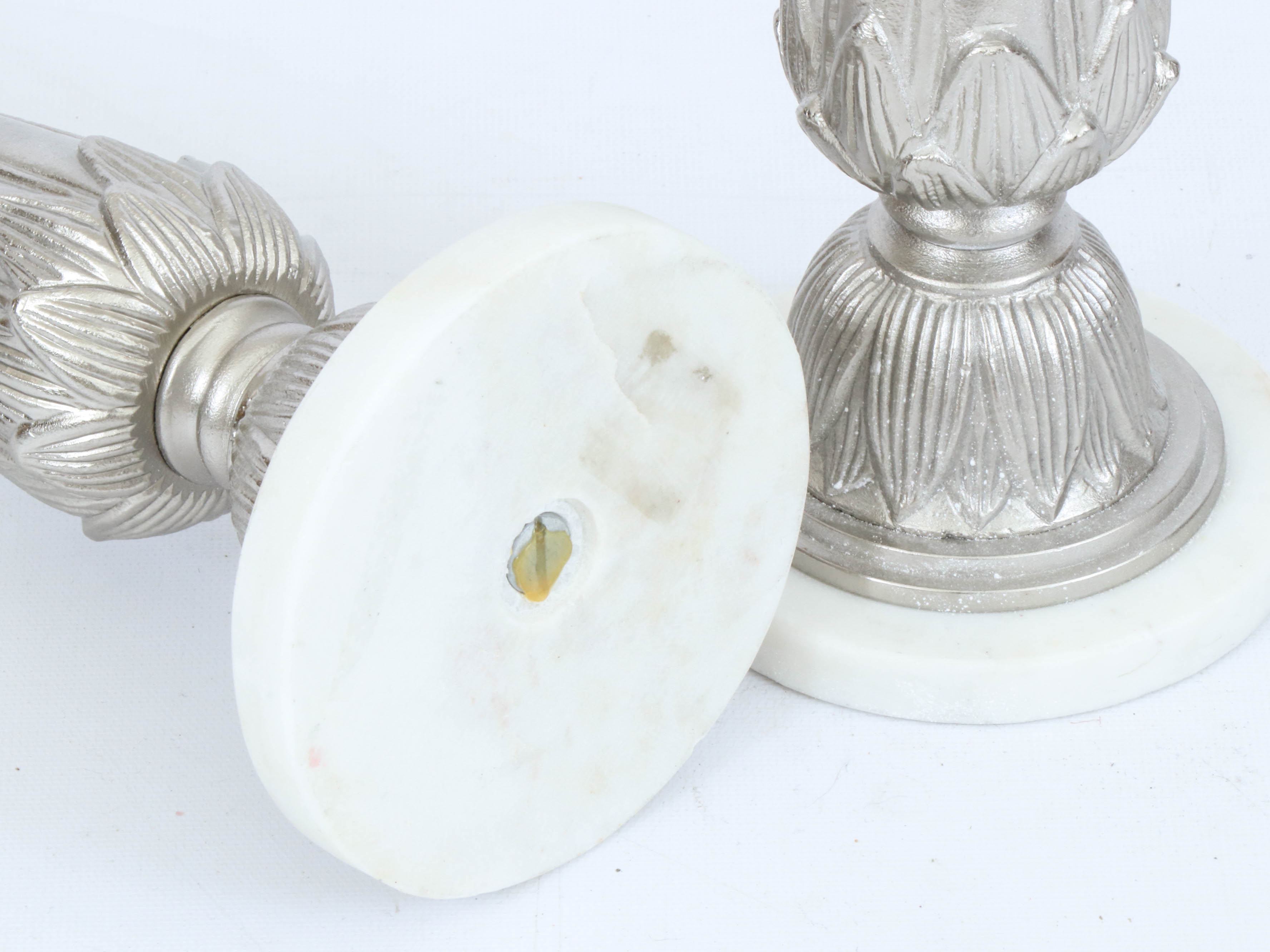 Burmese Thai Handmade Silver Plate Repousse Bowl and Michael Aram Candleholders