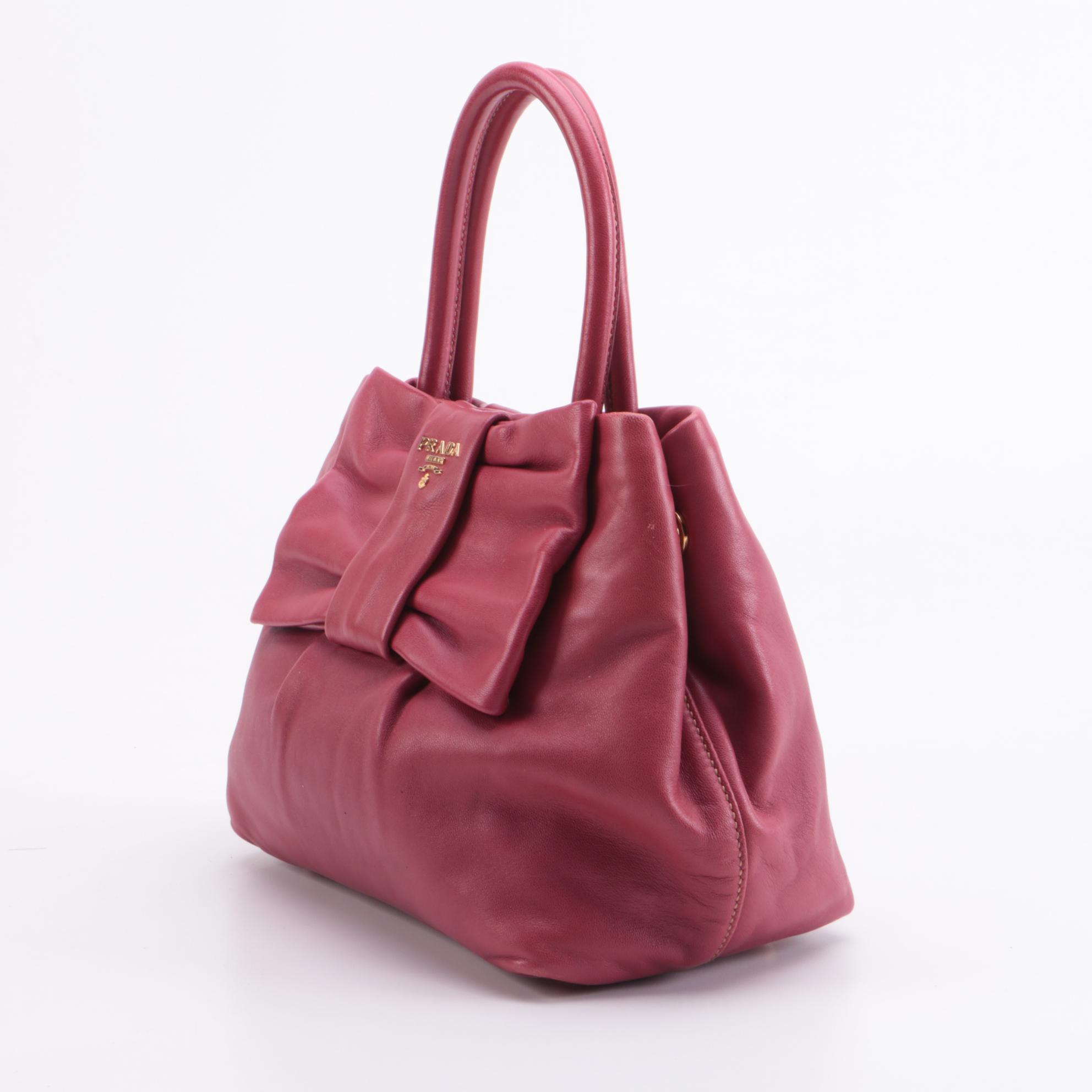 Prada Fiocco Bow Two-Way Satchel in Pink Nappa Leather