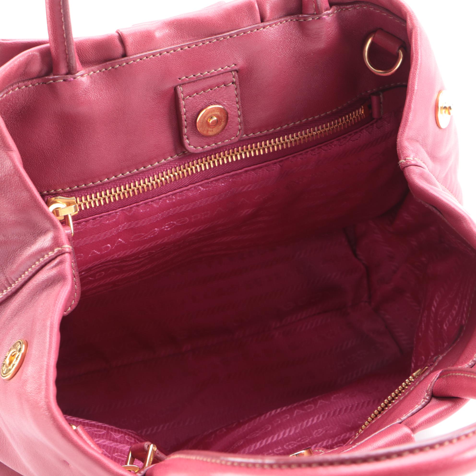 Prada Fiocco Bow Two-Way Satchel in Pink Nappa Leather