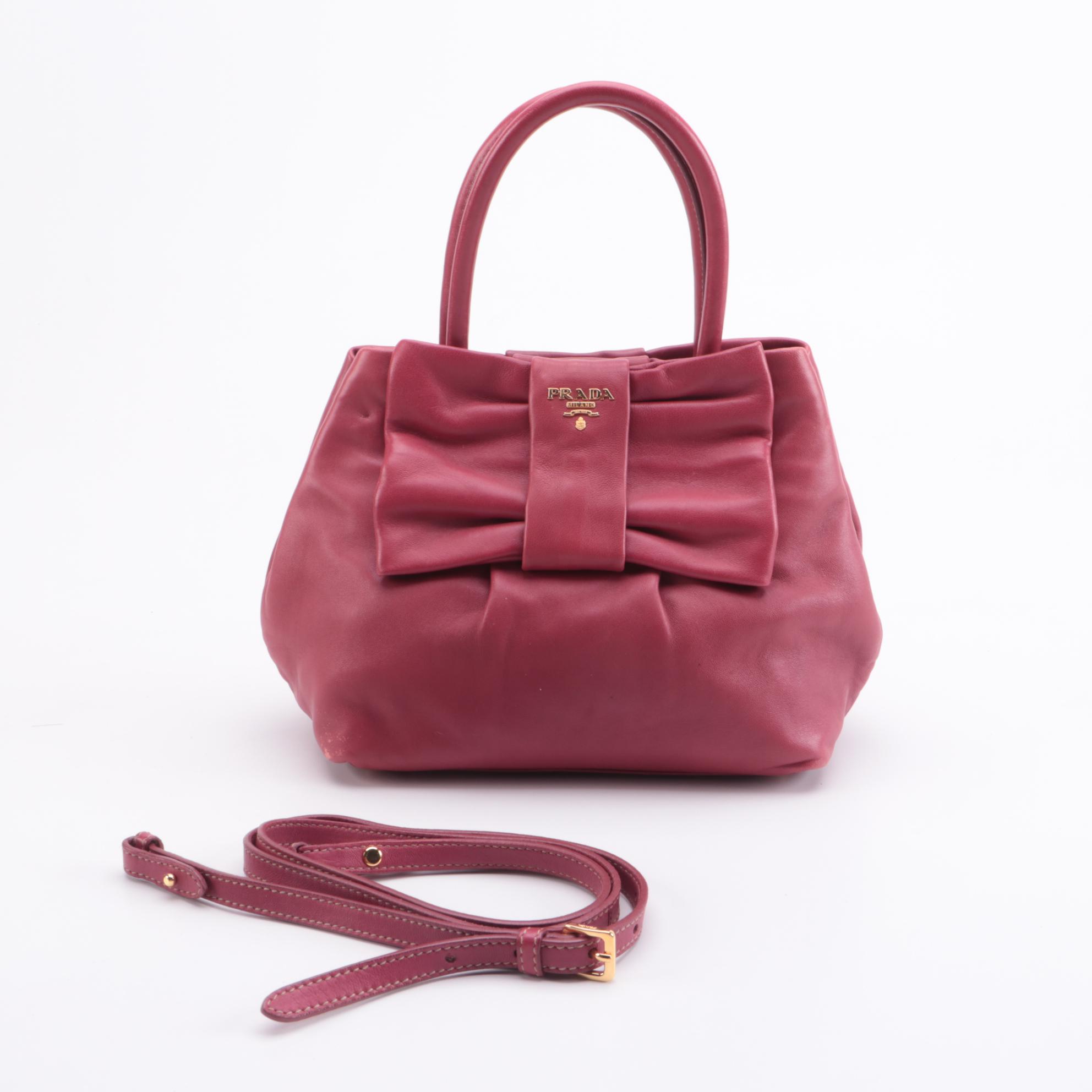Prada Fiocco Bow Two-Way Satchel in Pink Nappa Leather