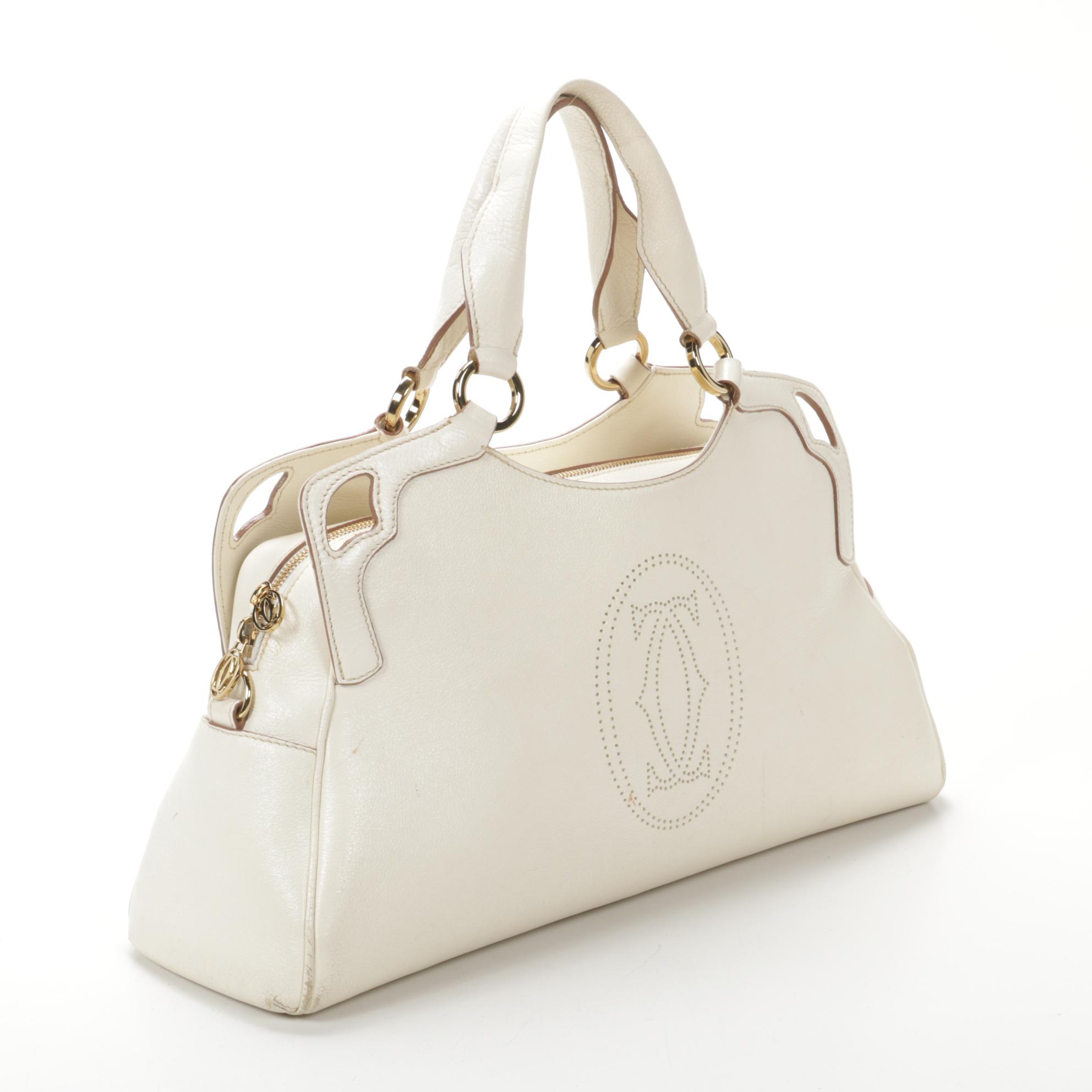 Cartier Marcello Worldwide Shoulder Bag in White Buffalo Leather