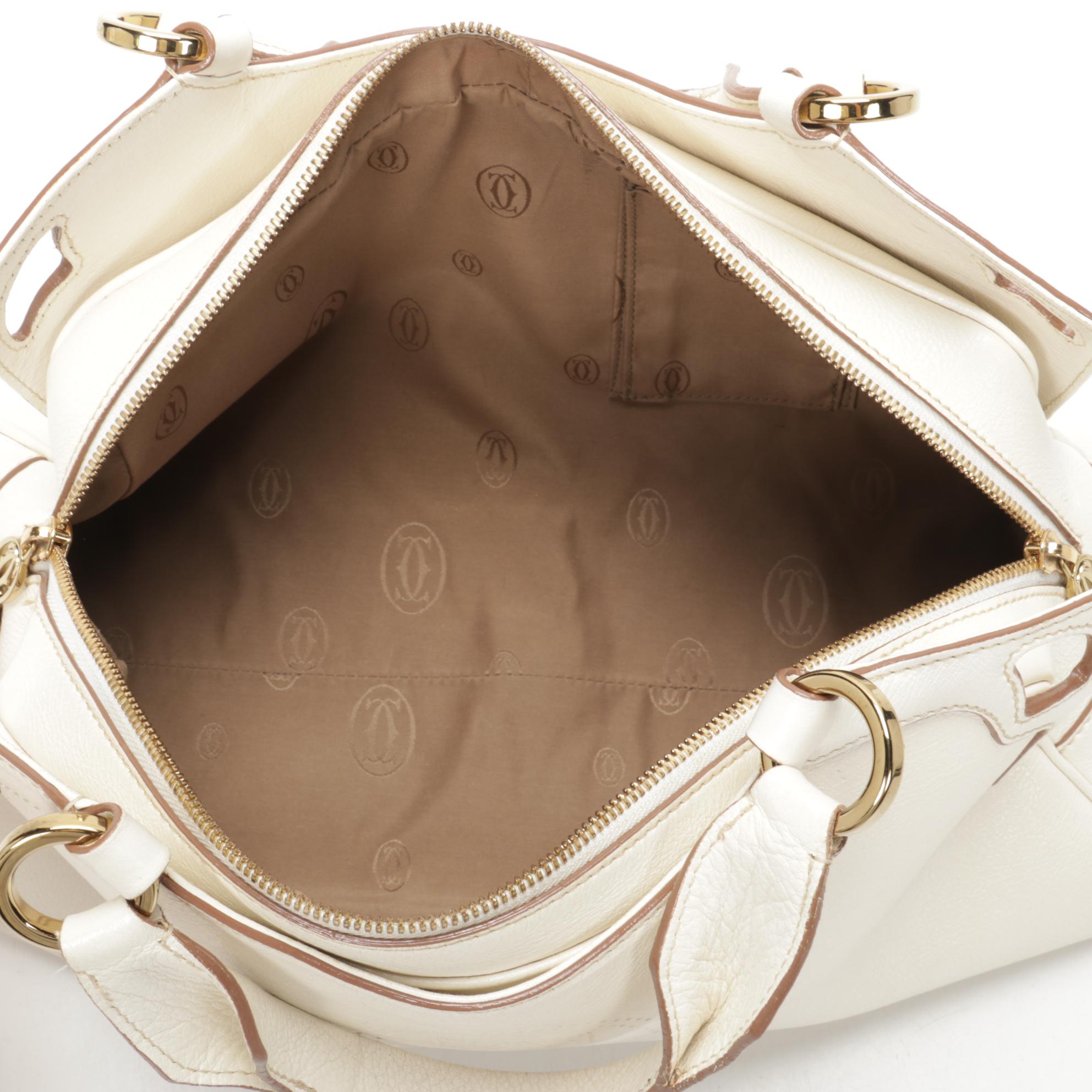 Cartier Marcello Worldwide Shoulder Bag in White Buffalo Leather