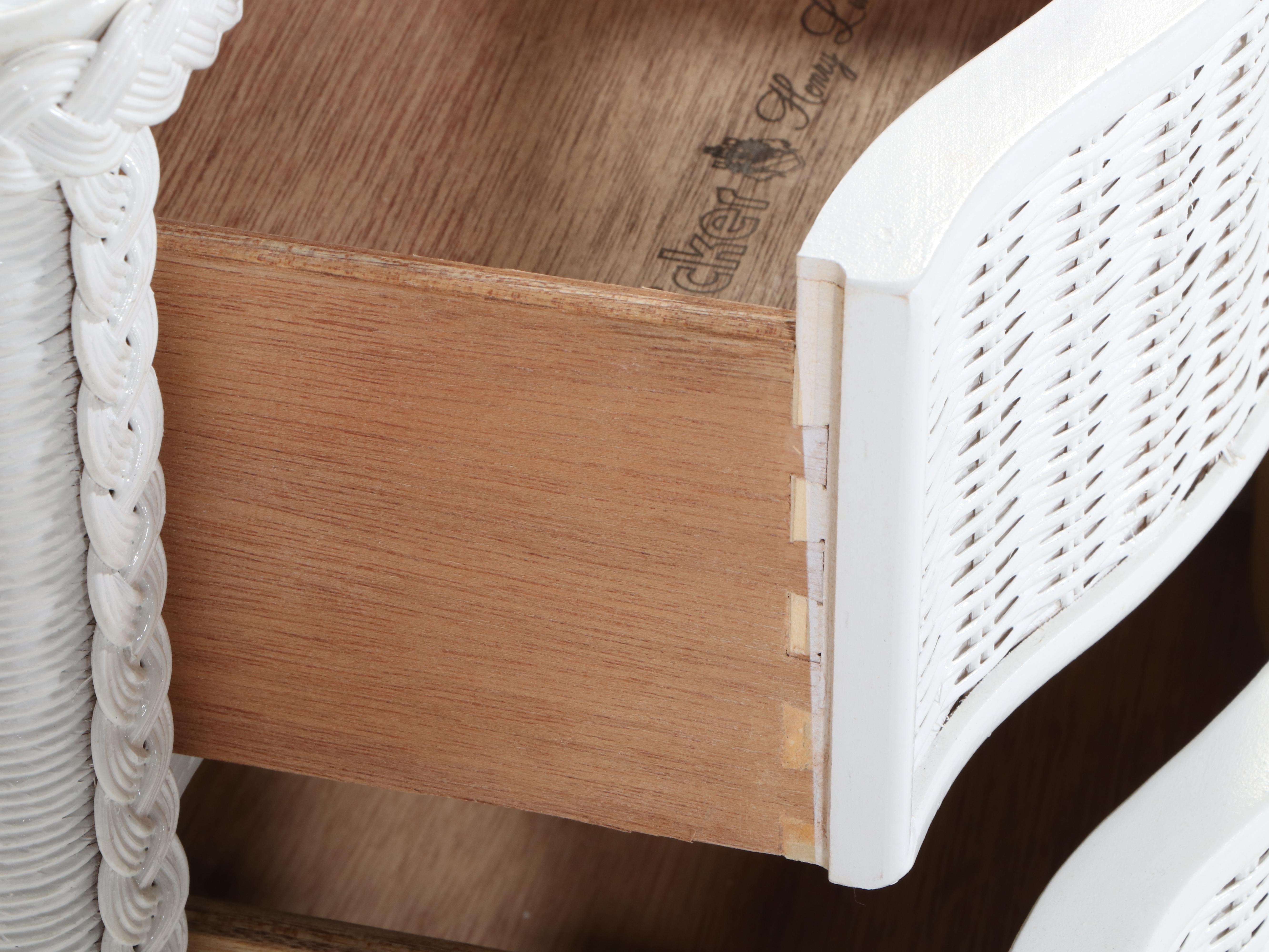 Henry Link for Lexington White Wicker Glass Top Vanity with Mirror, Chair, Other