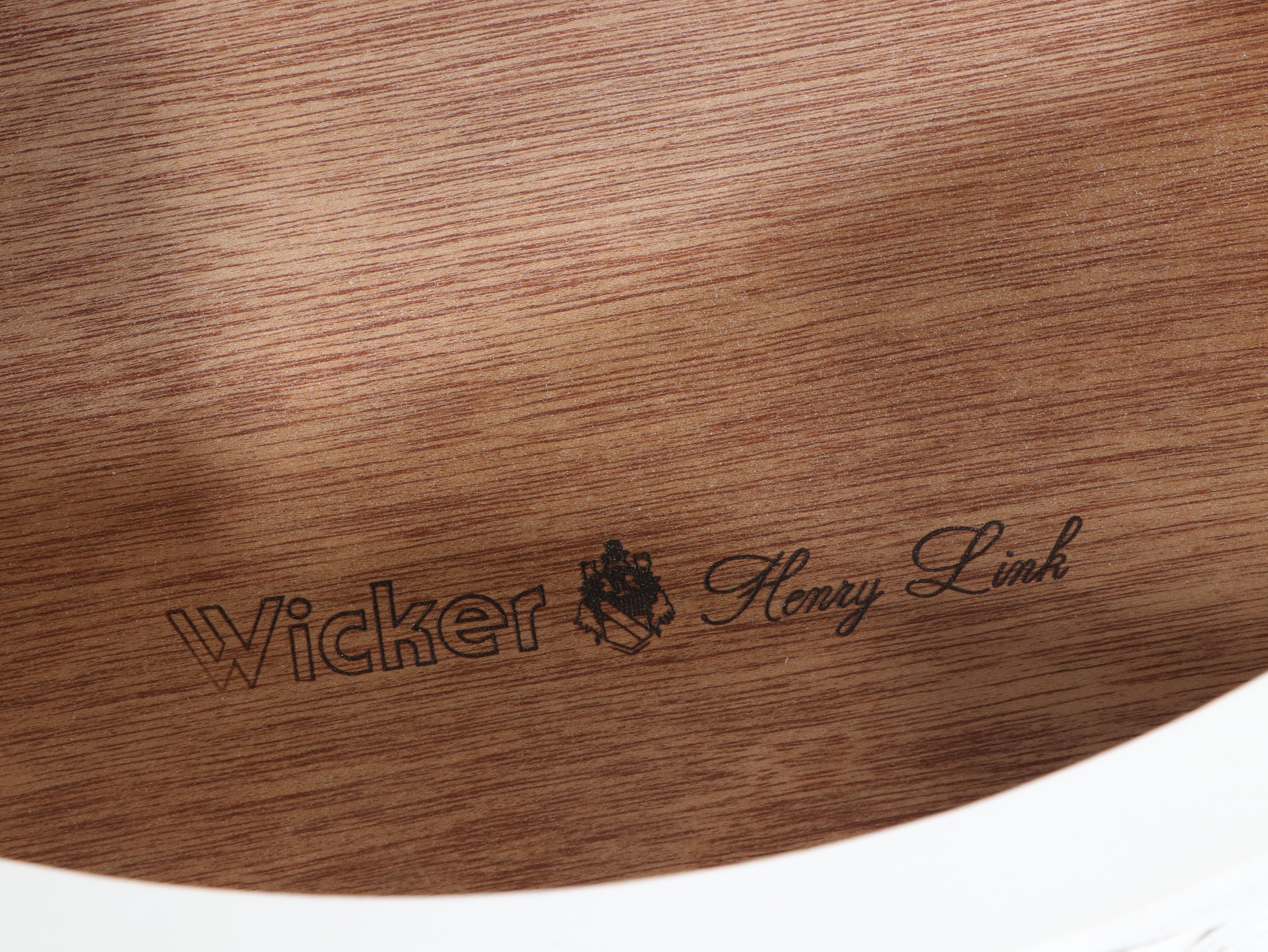 Henry Link for Lexington White Wicker Glass Top Vanity with Mirror, Chair, Other