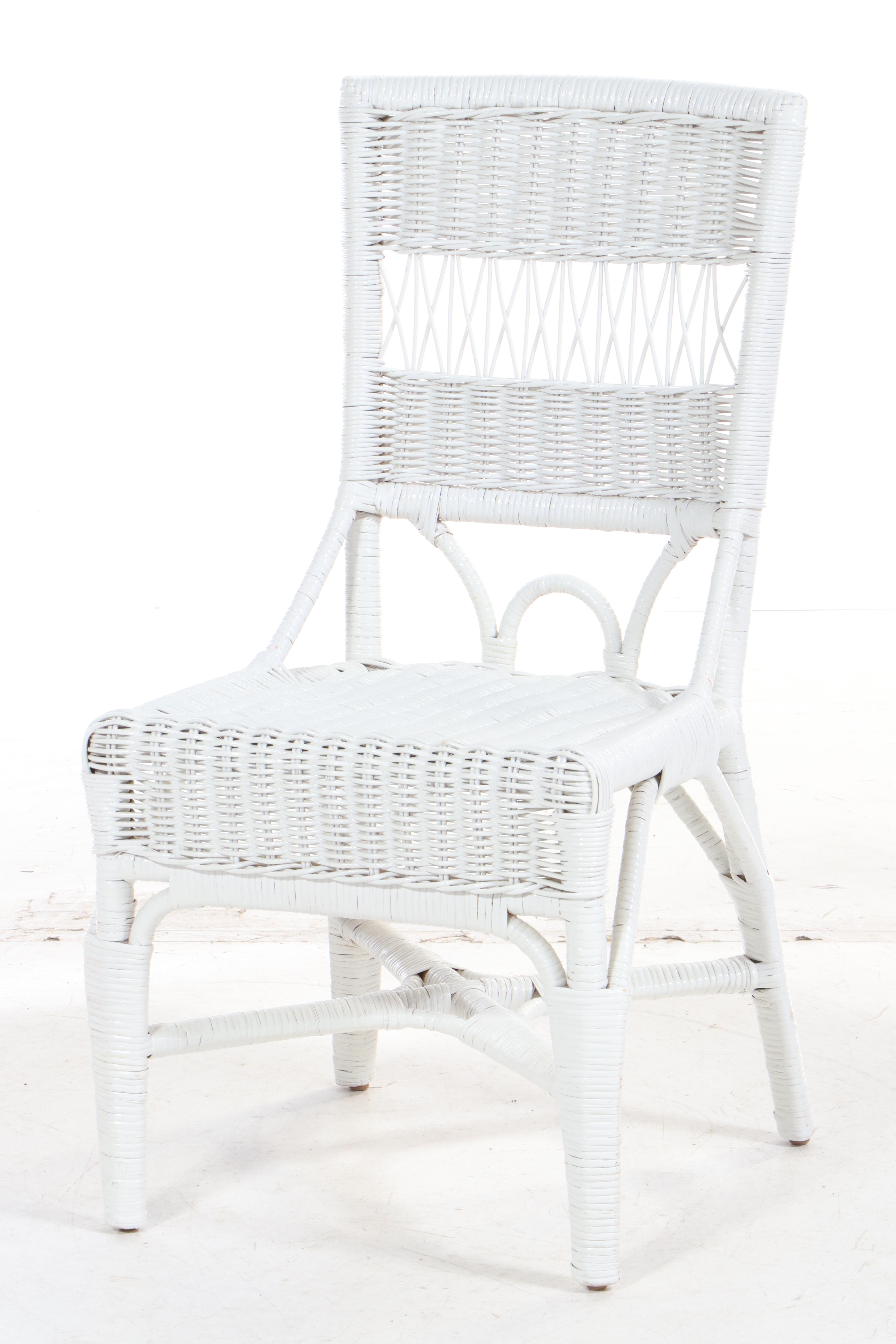 Henry Link for Lexington White Wicker Glass Top Vanity with Mirror, Chair, Other