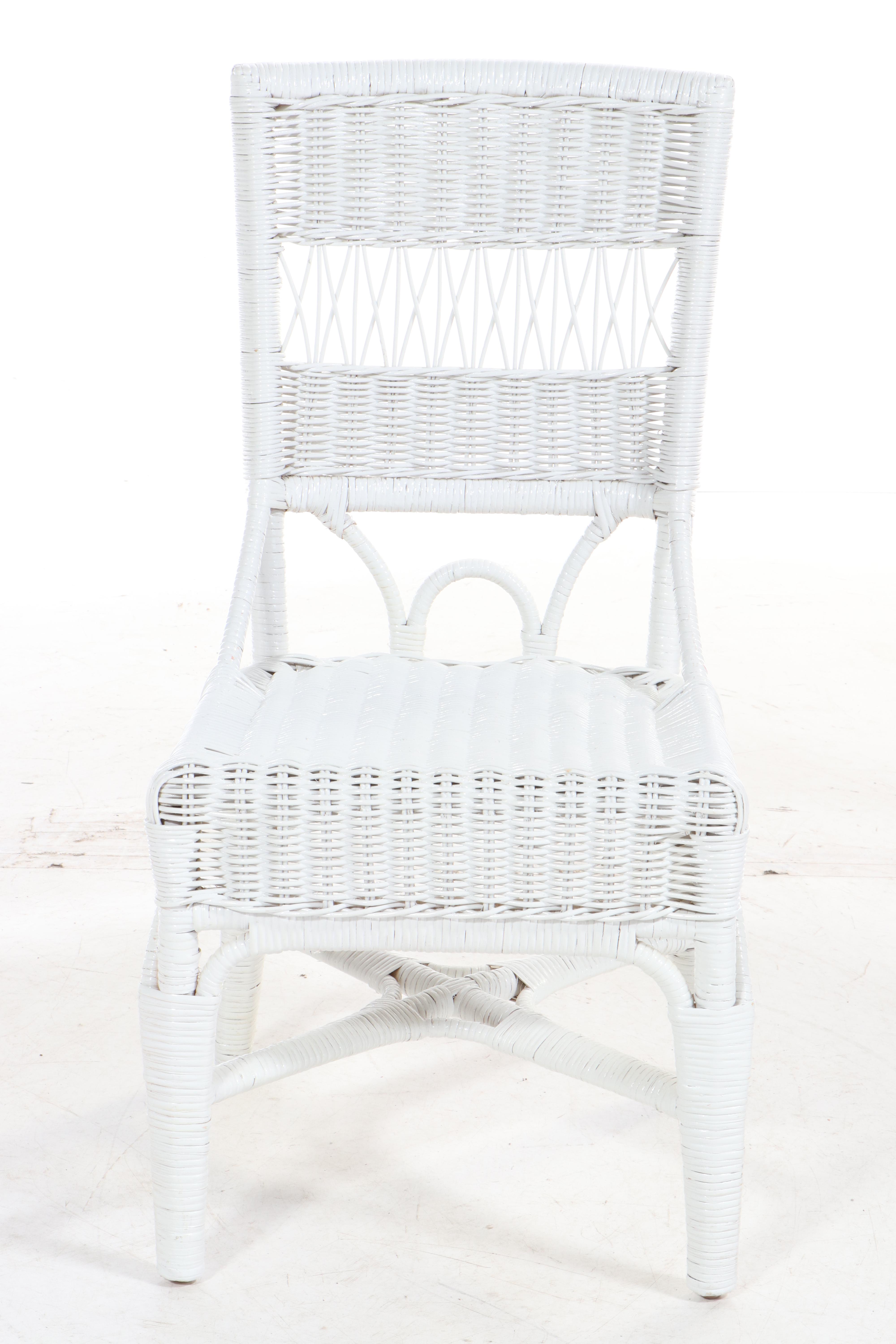 Henry Link for Lexington White Wicker Glass Top Vanity with Mirror, Chair, Other