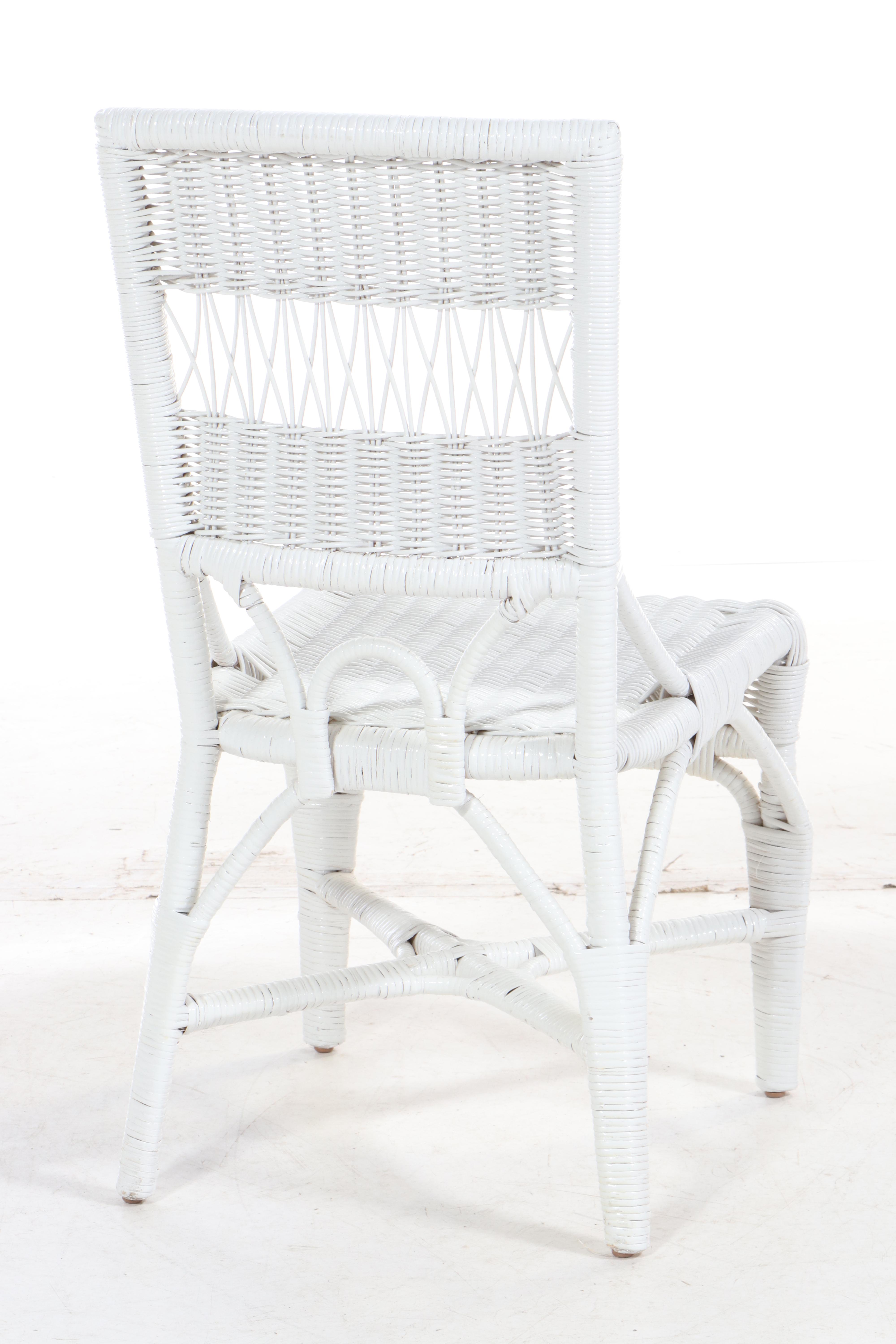 Henry Link for Lexington White Wicker Glass Top Vanity with Mirror, Chair, Other