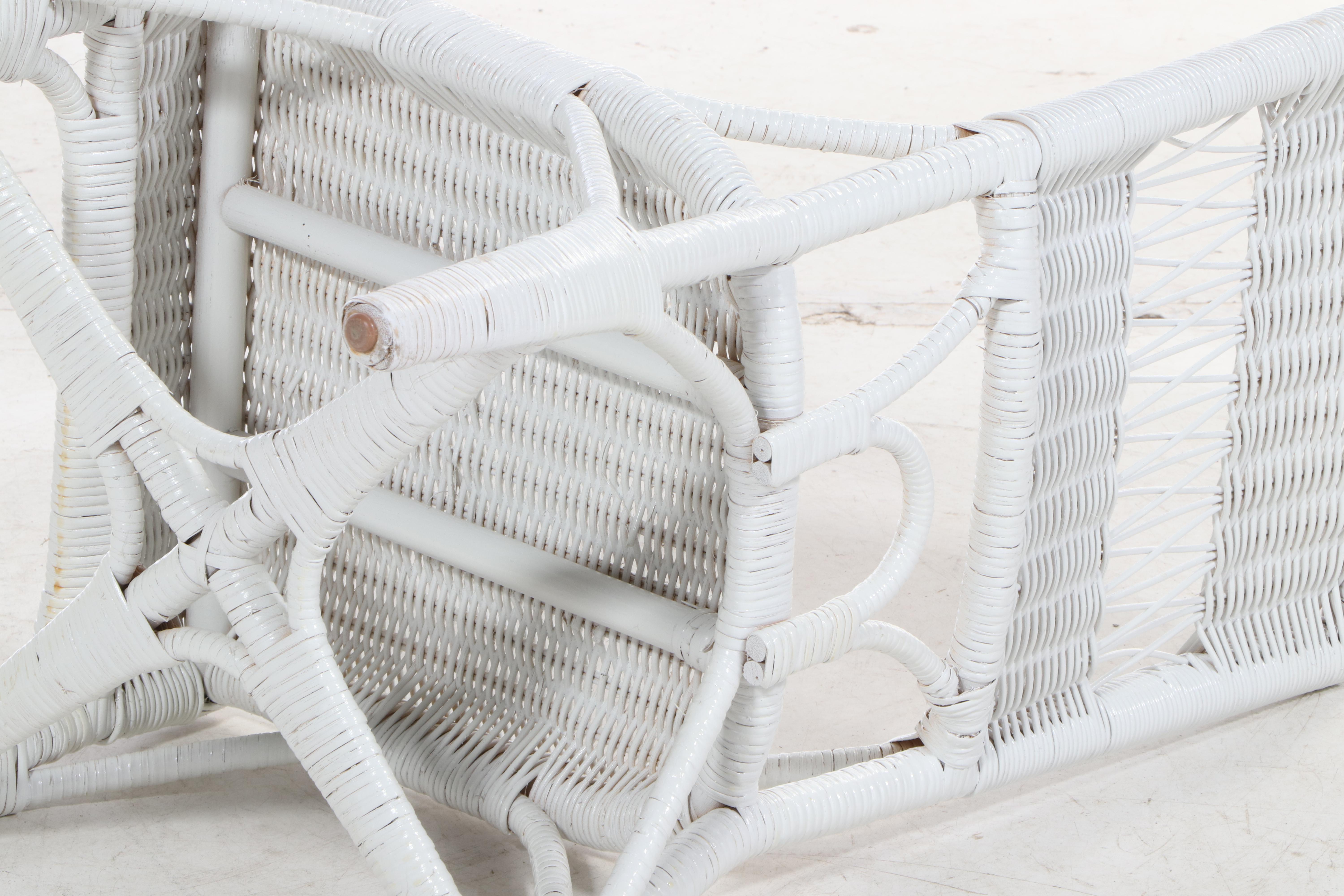 Henry Link for Lexington White Wicker Glass Top Vanity with Mirror, Chair, Other