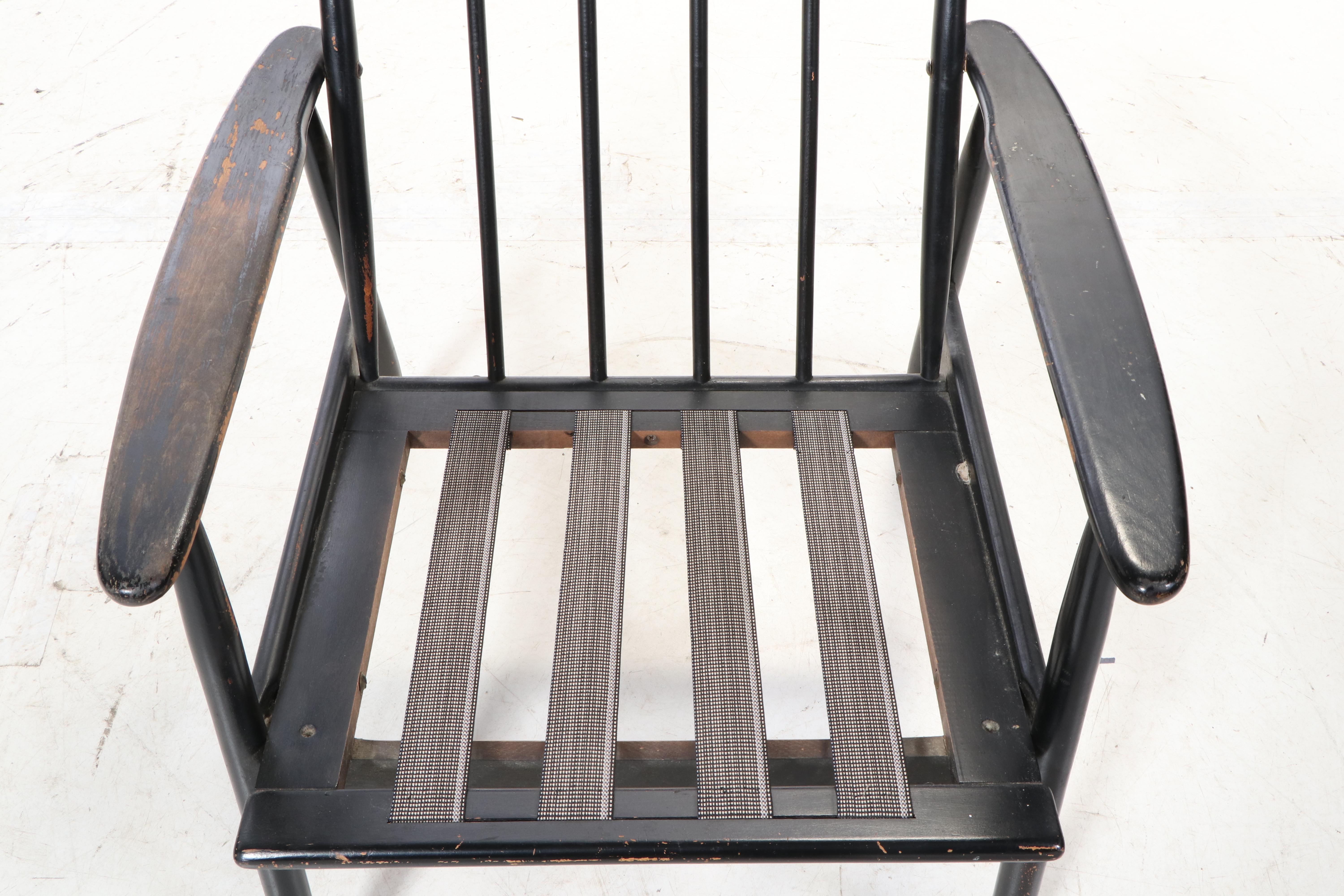 Pair of Mid Century Modern Ebonized Wood Lounge Chairs