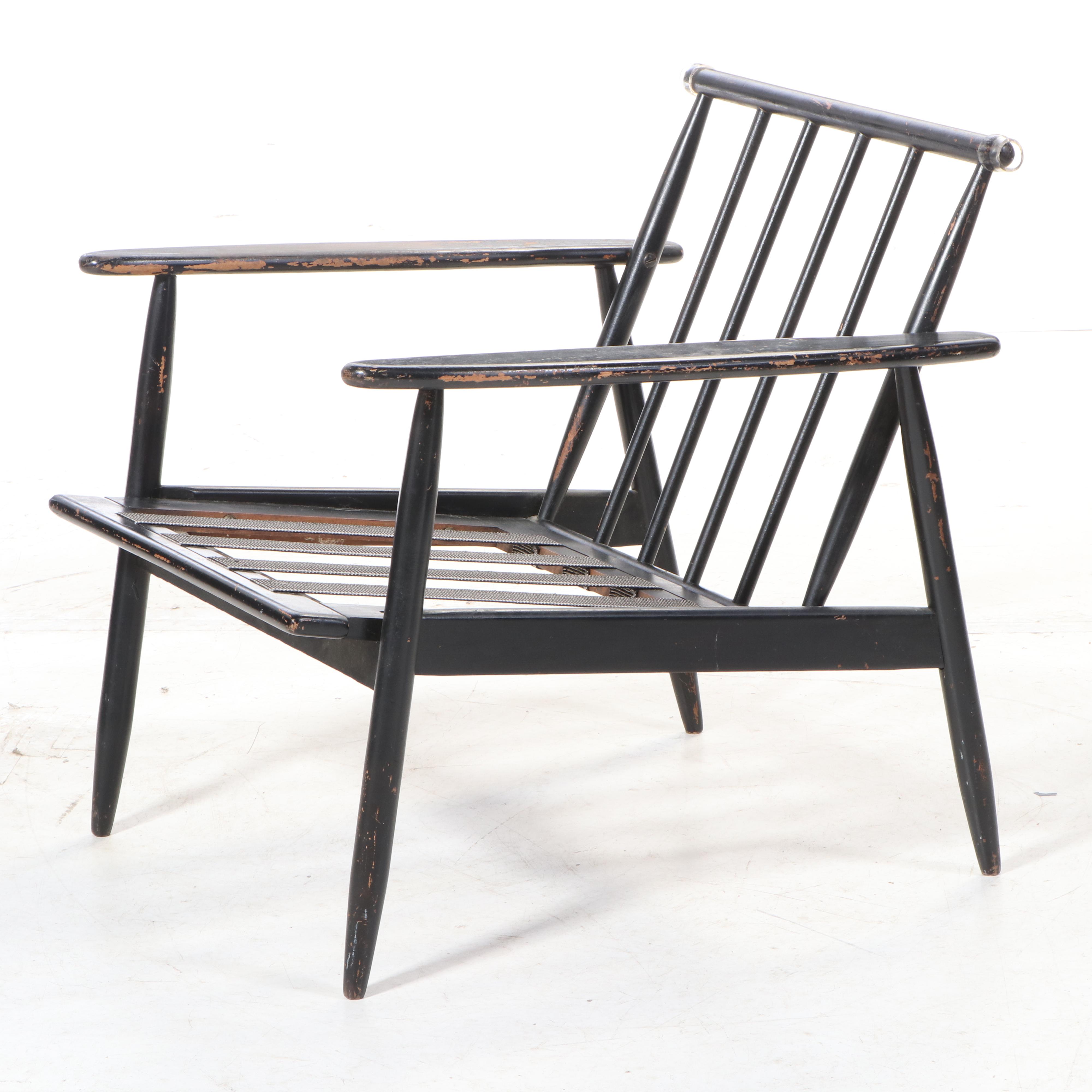 Pair of Mid Century Modern Ebonized Wood Lounge Chairs