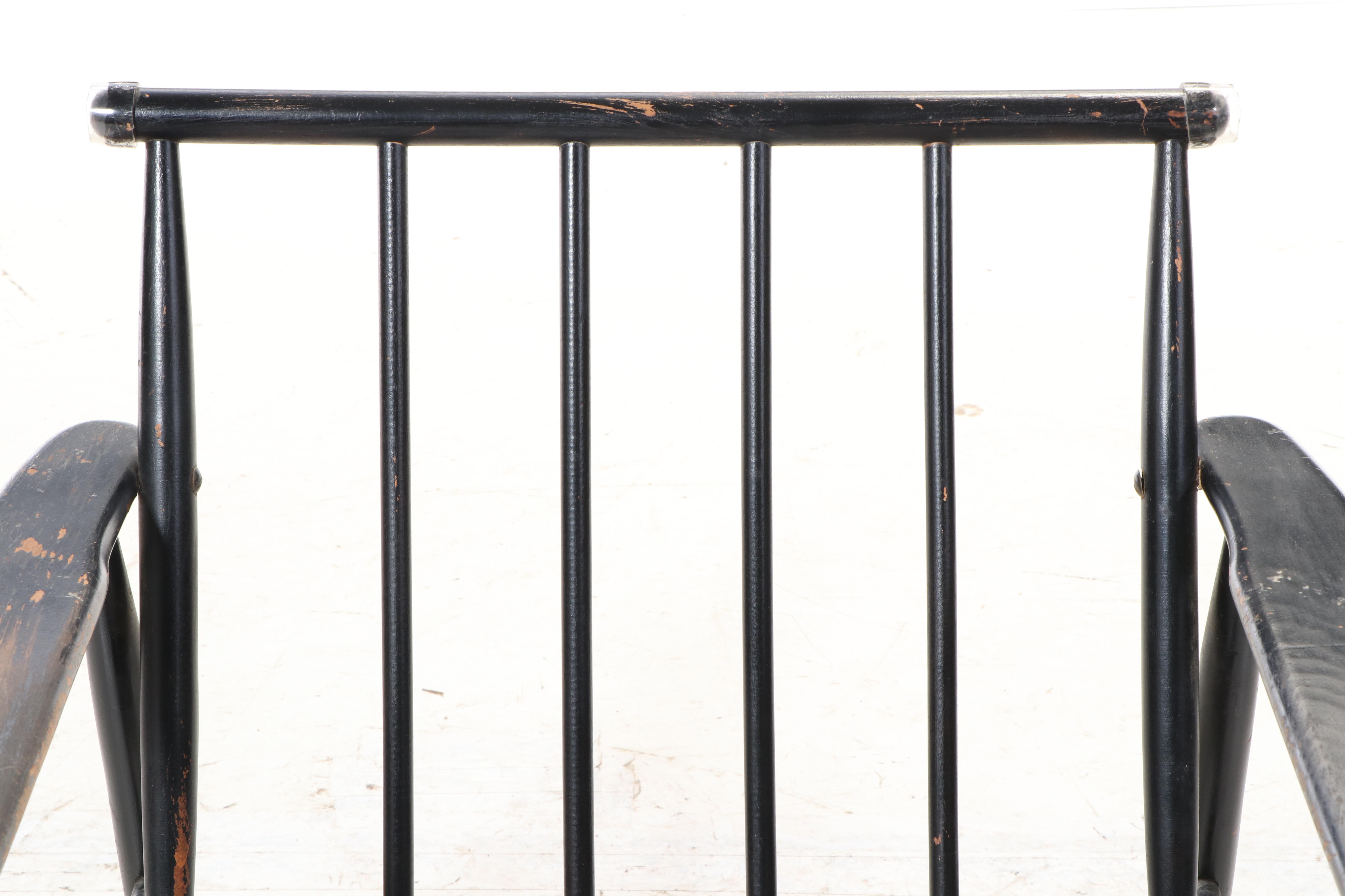 Pair of Mid Century Modern Ebonized Wood Lounge Chairs