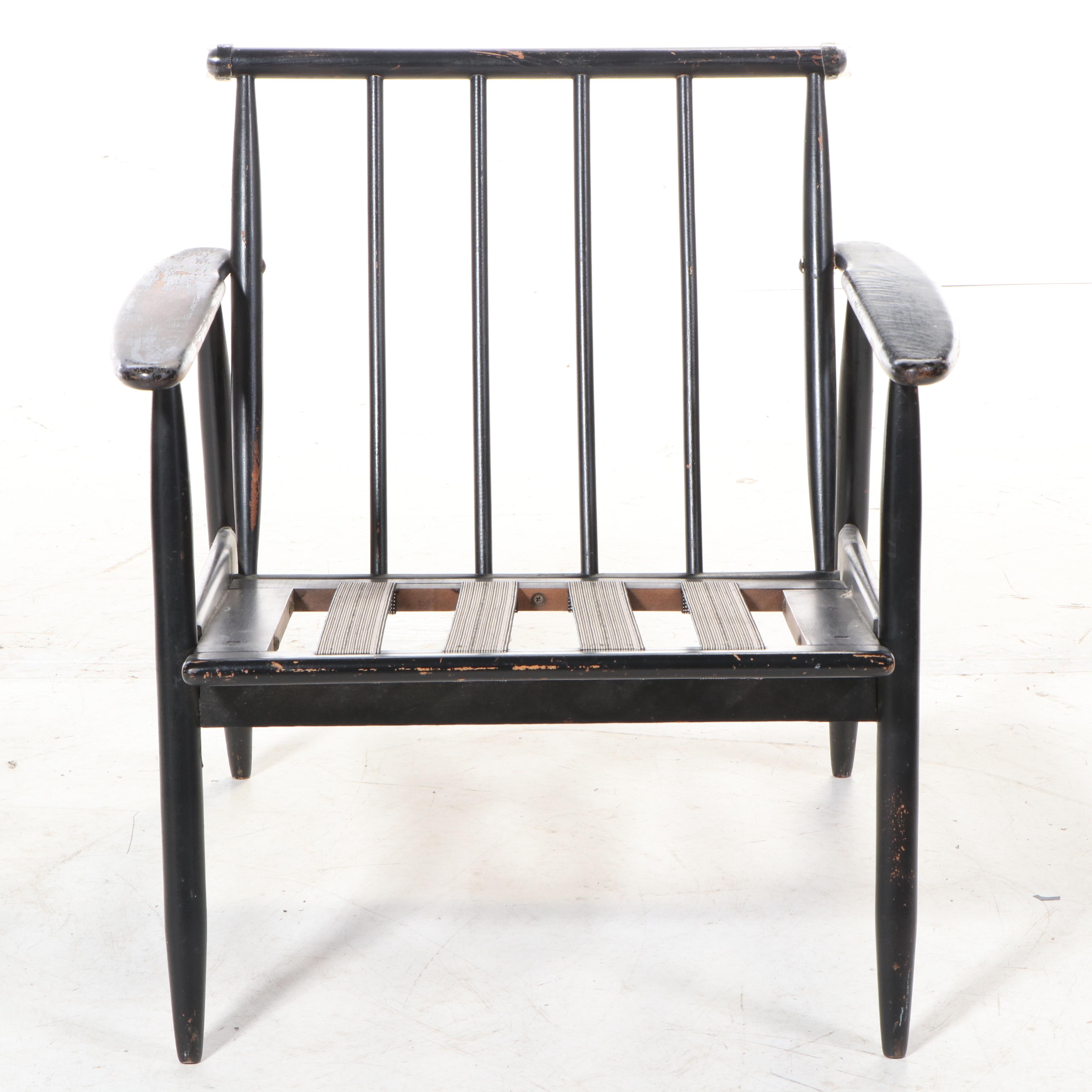 Pair of Mid Century Modern Ebonized Wood Lounge Chairs