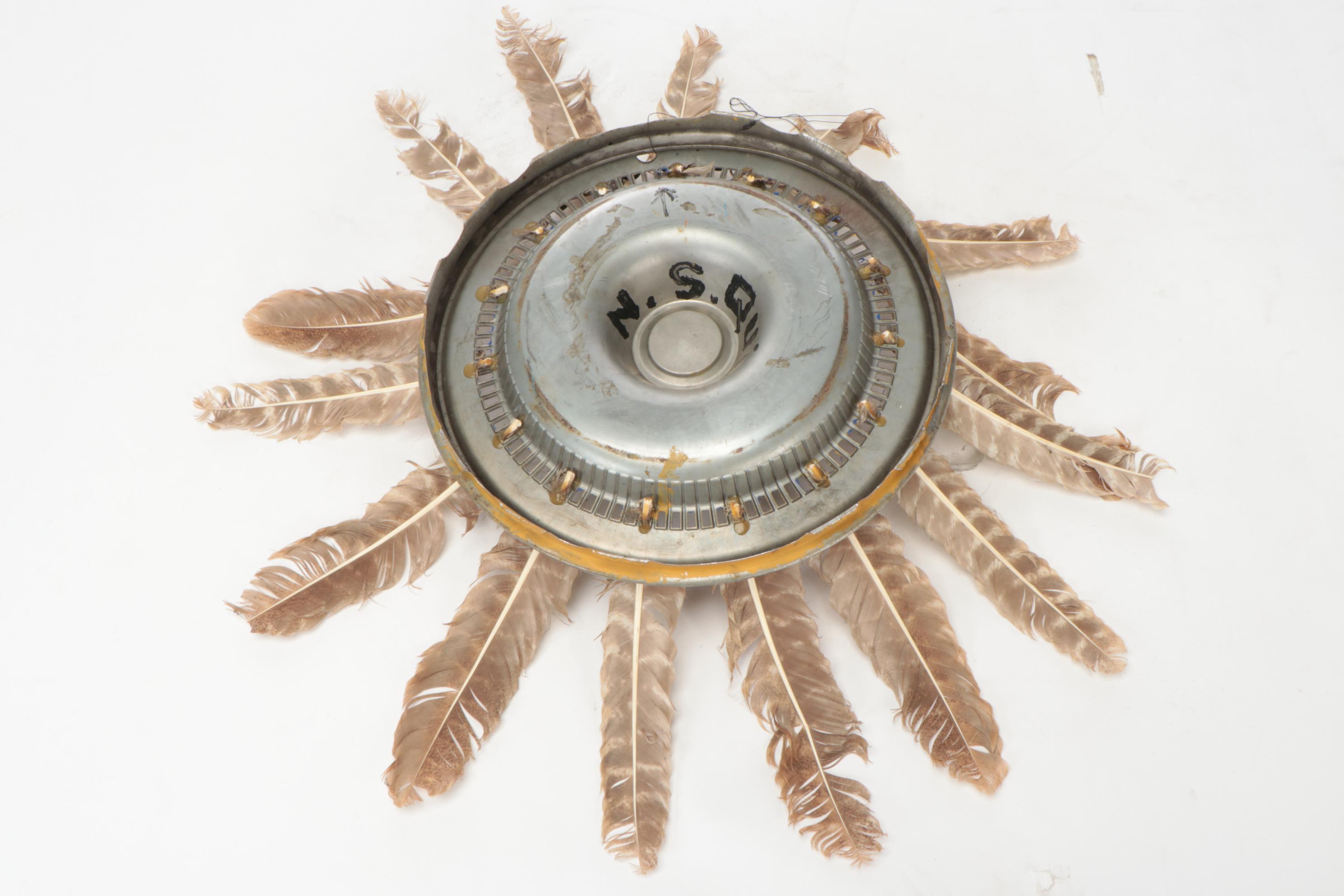 Norman Scott "Butch" Quinn Assemblage Sculpture "Feathers in My Hubcap"