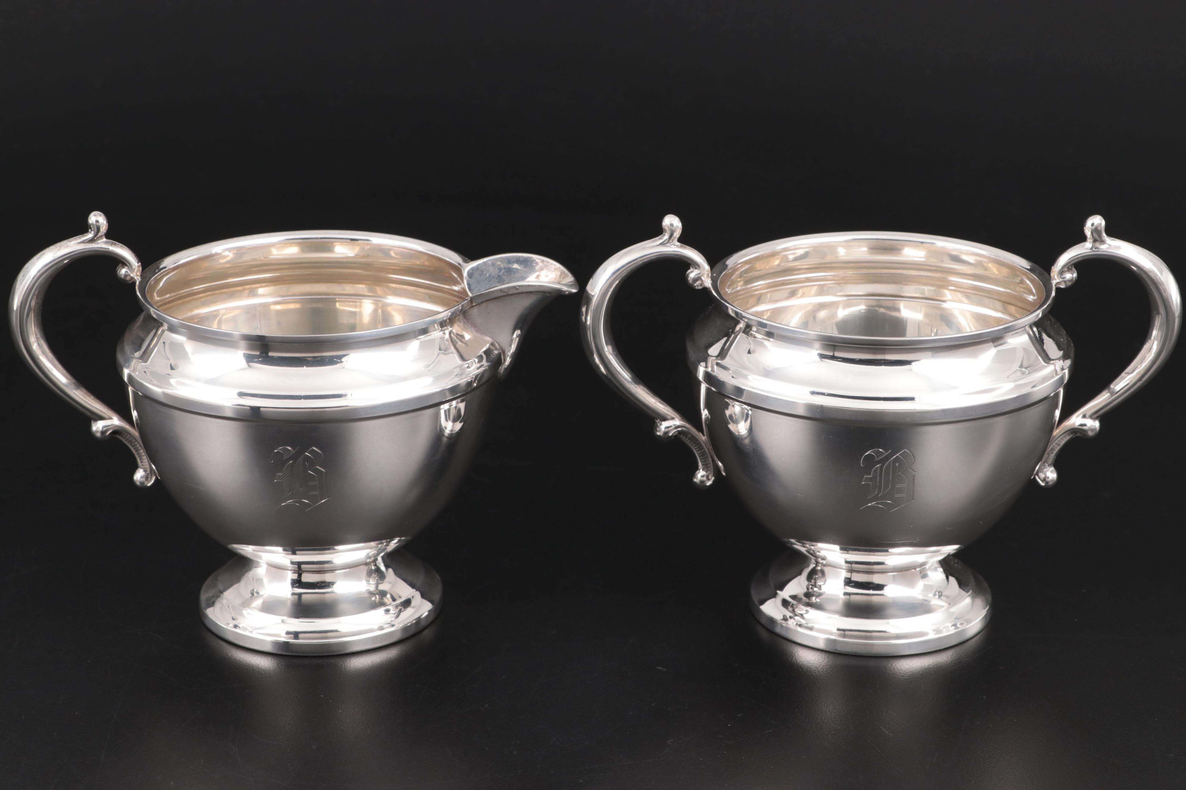 John Wanamaker Sterling Silver Creamer and Sugar Bowl