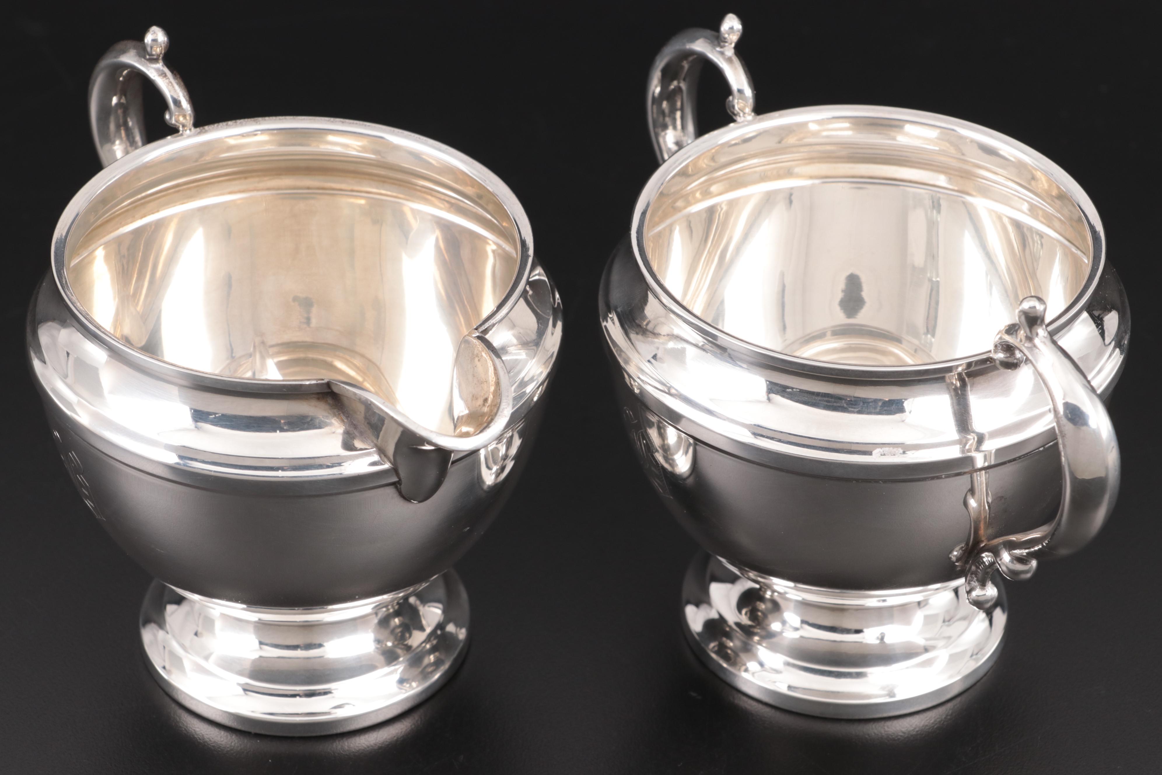 John Wanamaker Sterling Silver Creamer and Sugar Bowl