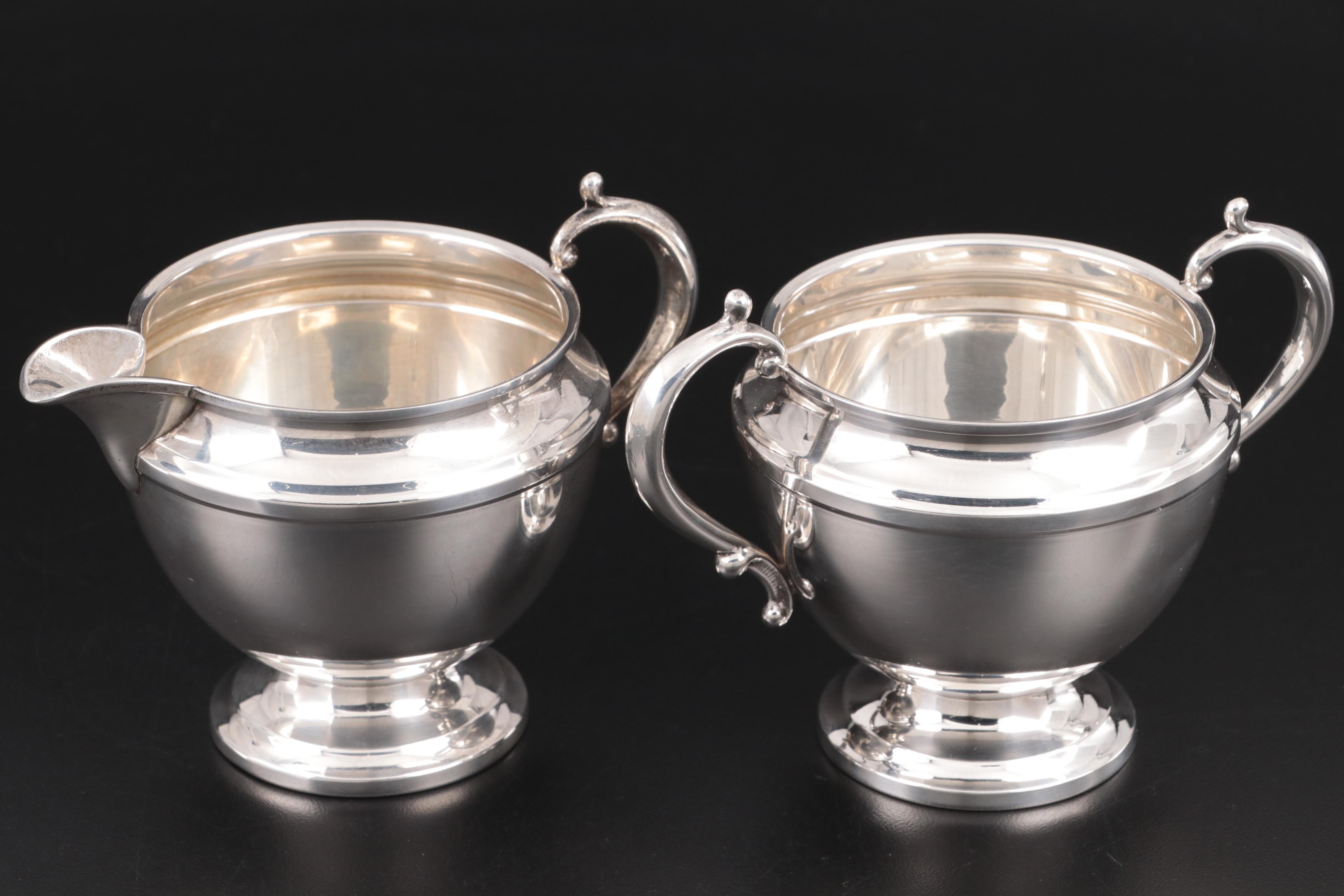 John Wanamaker Sterling Silver Creamer and Sugar Bowl