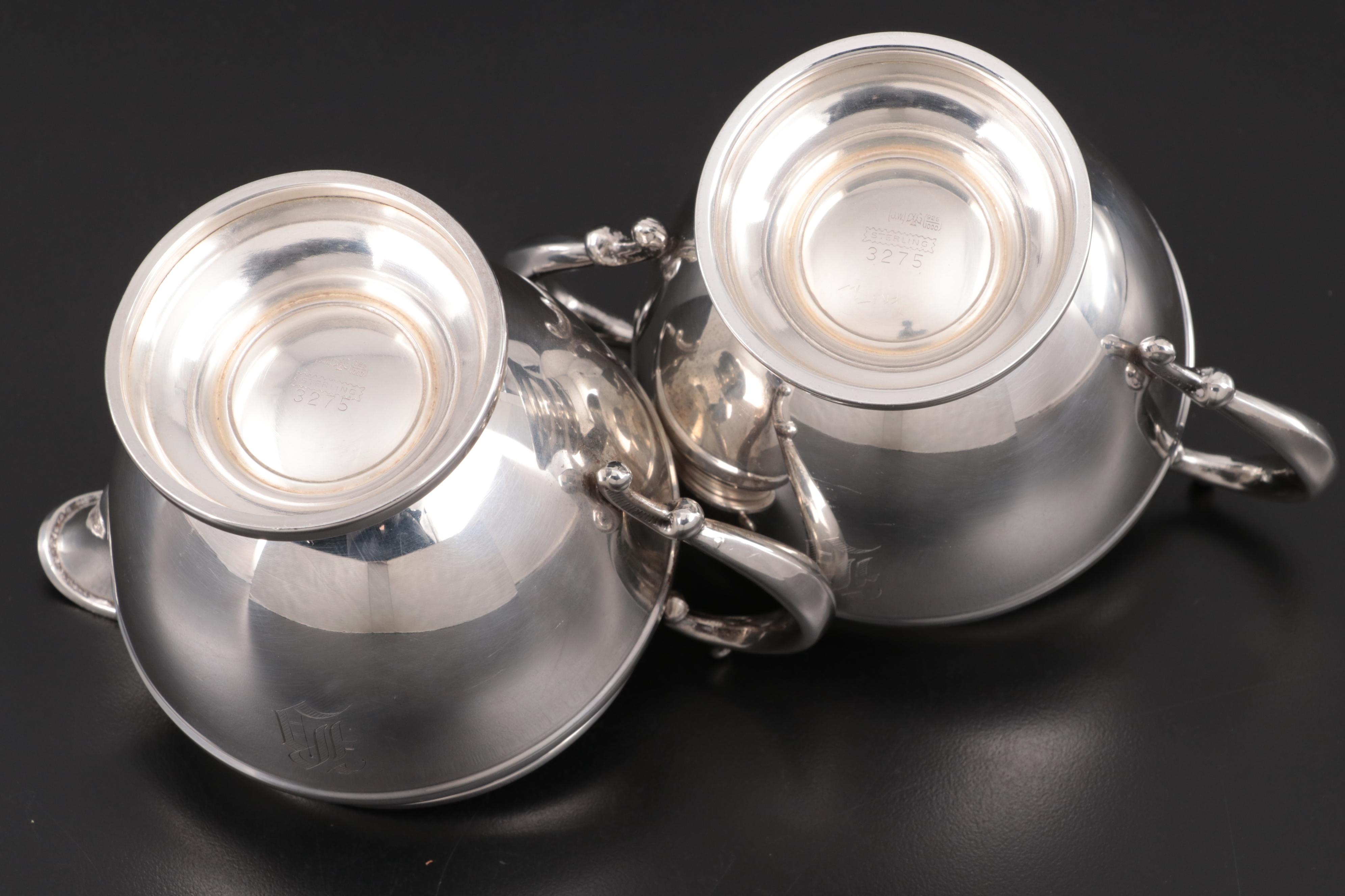 John Wanamaker Sterling Silver Creamer and Sugar Bowl