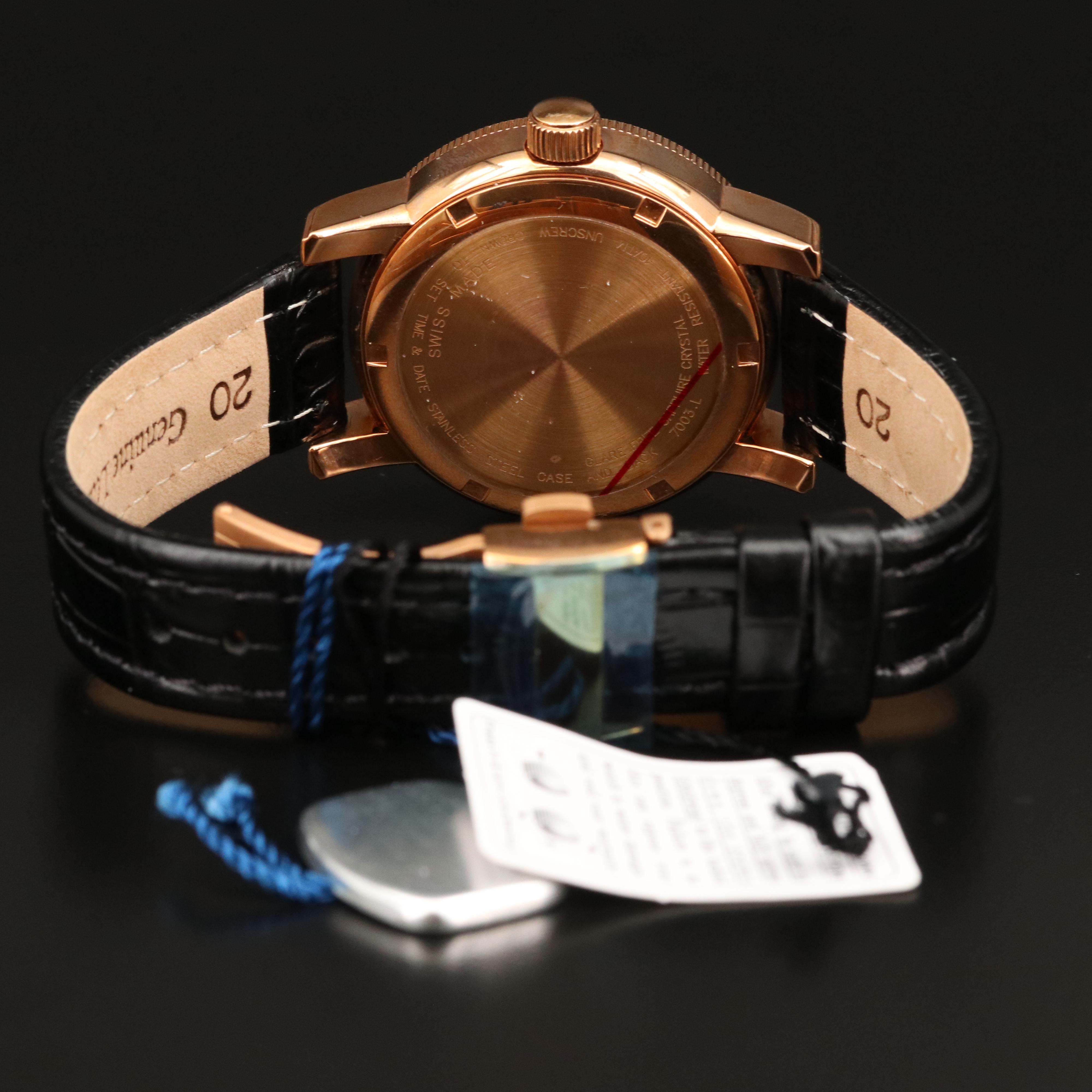 Schweiss Day-Date Rose Gold Tone Stainless Steel Watch