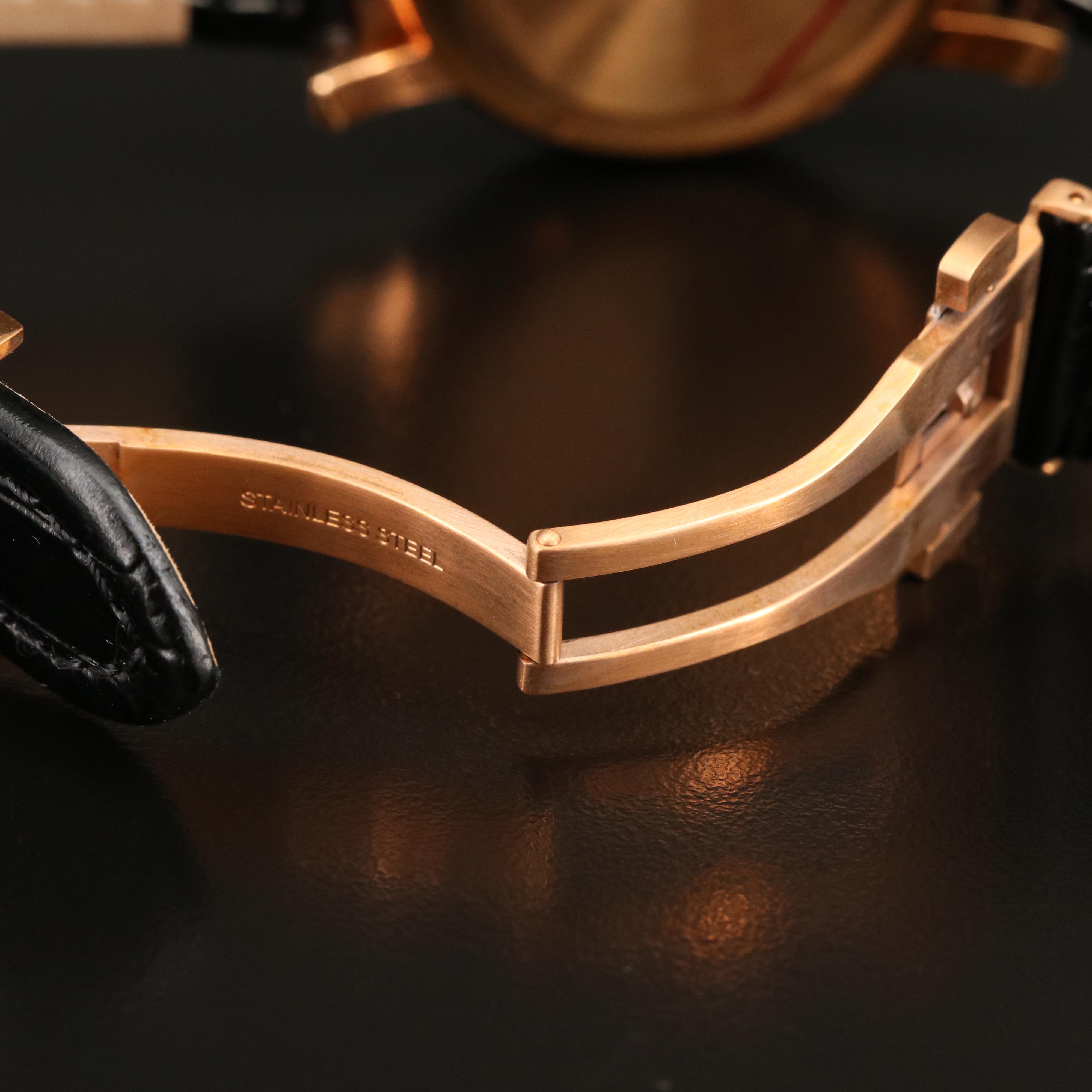 Schweiss Day-Date Rose Gold Tone Stainless Steel Watch