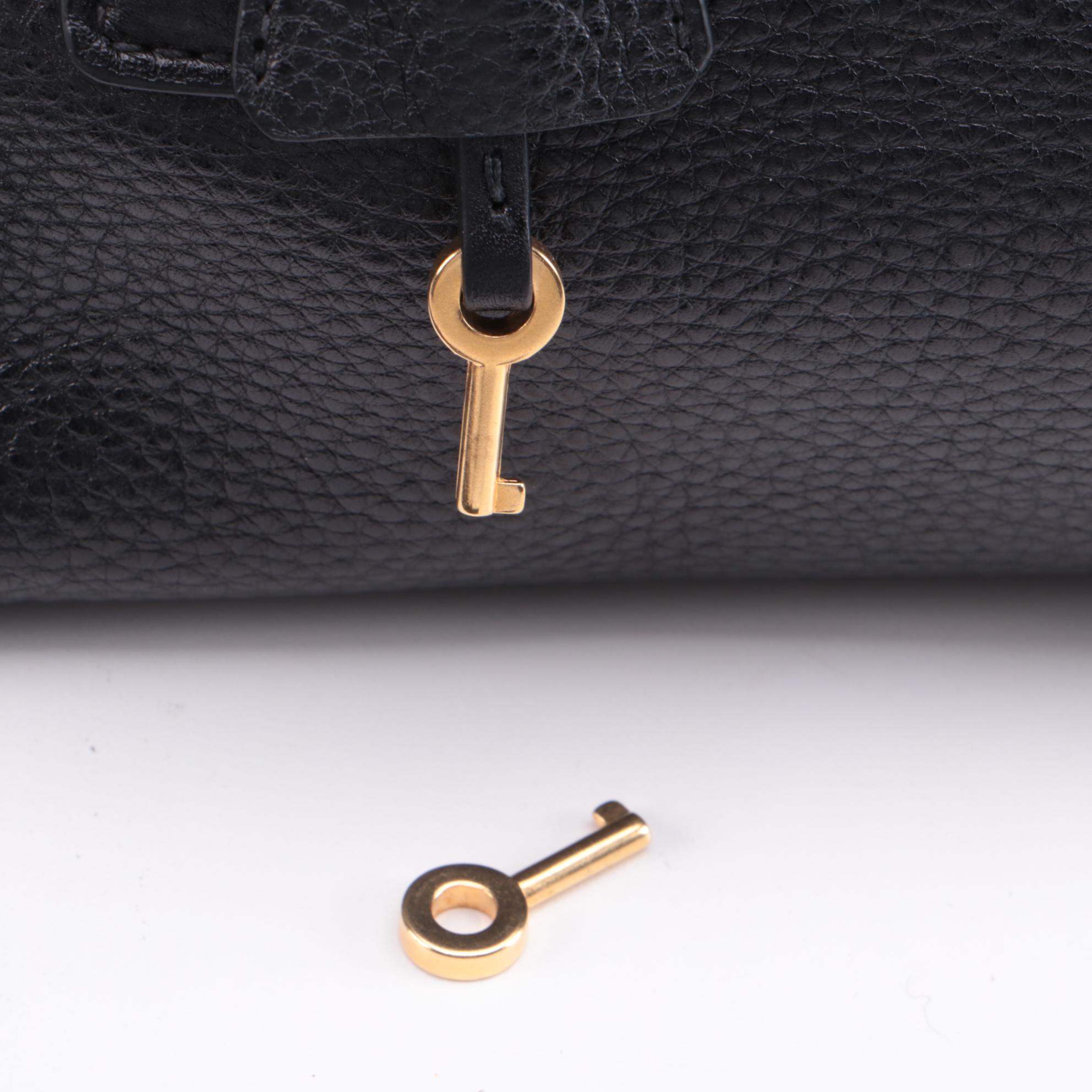 Prada Twin Pocket Flap Tote in Black Vitello Daino Leather