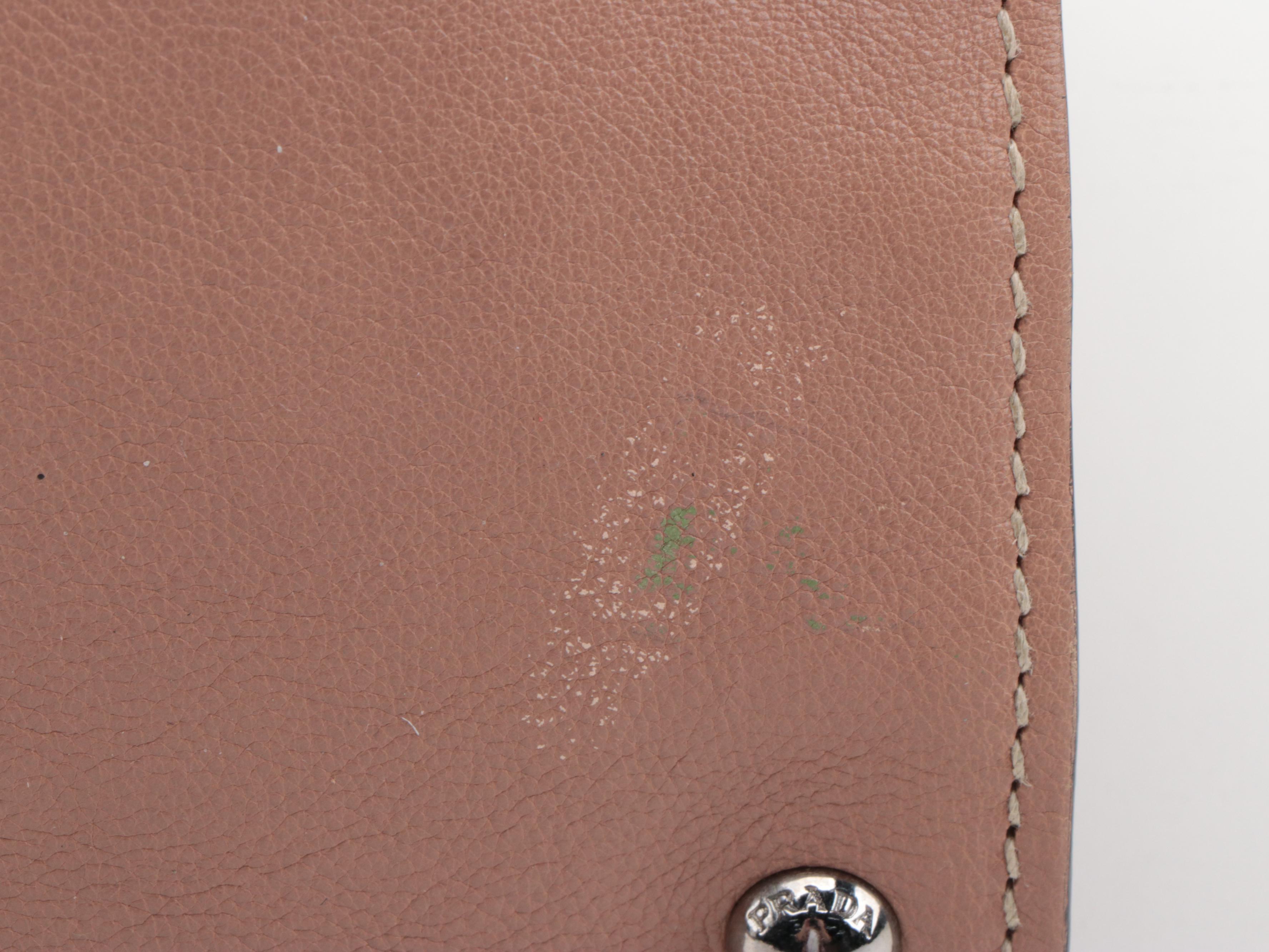 Prada Double Cuir Small Tote in Tan Leather