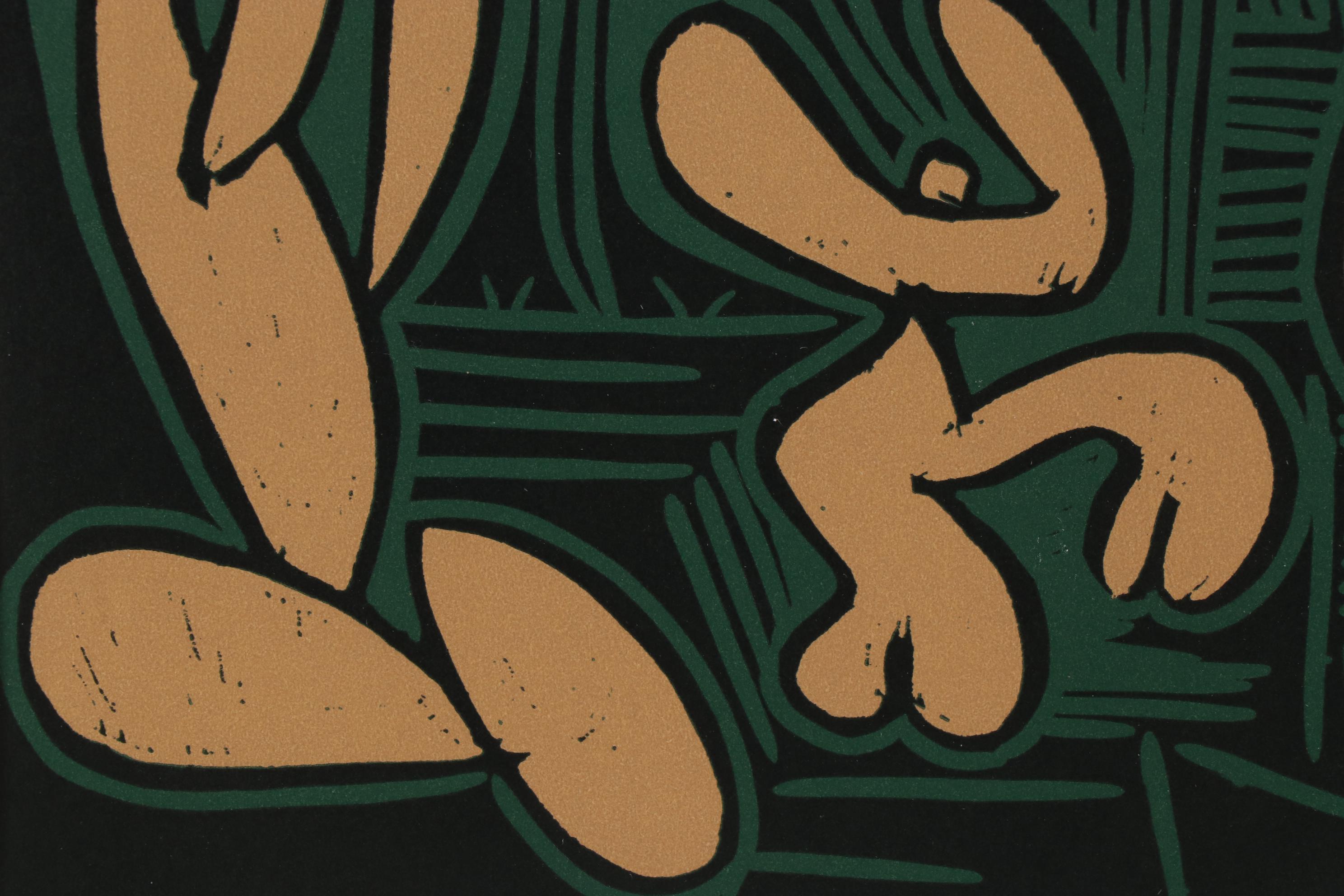 Pablo Picasso Linoleum Cut "Bacchanal with Four Clouds," 1962