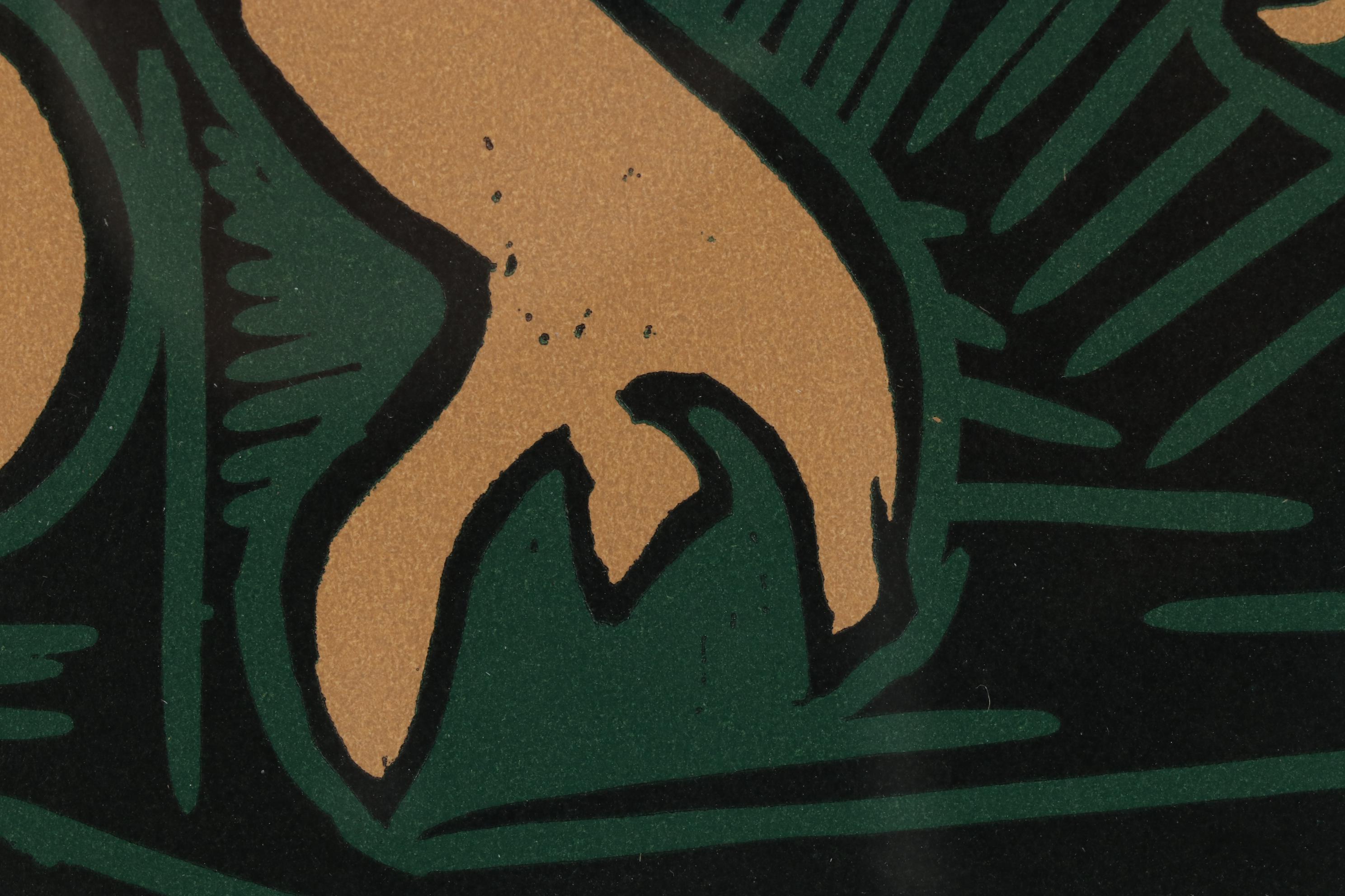 Pablo Picasso Linoleum Cut "Bacchanal with Four Clouds," 1962