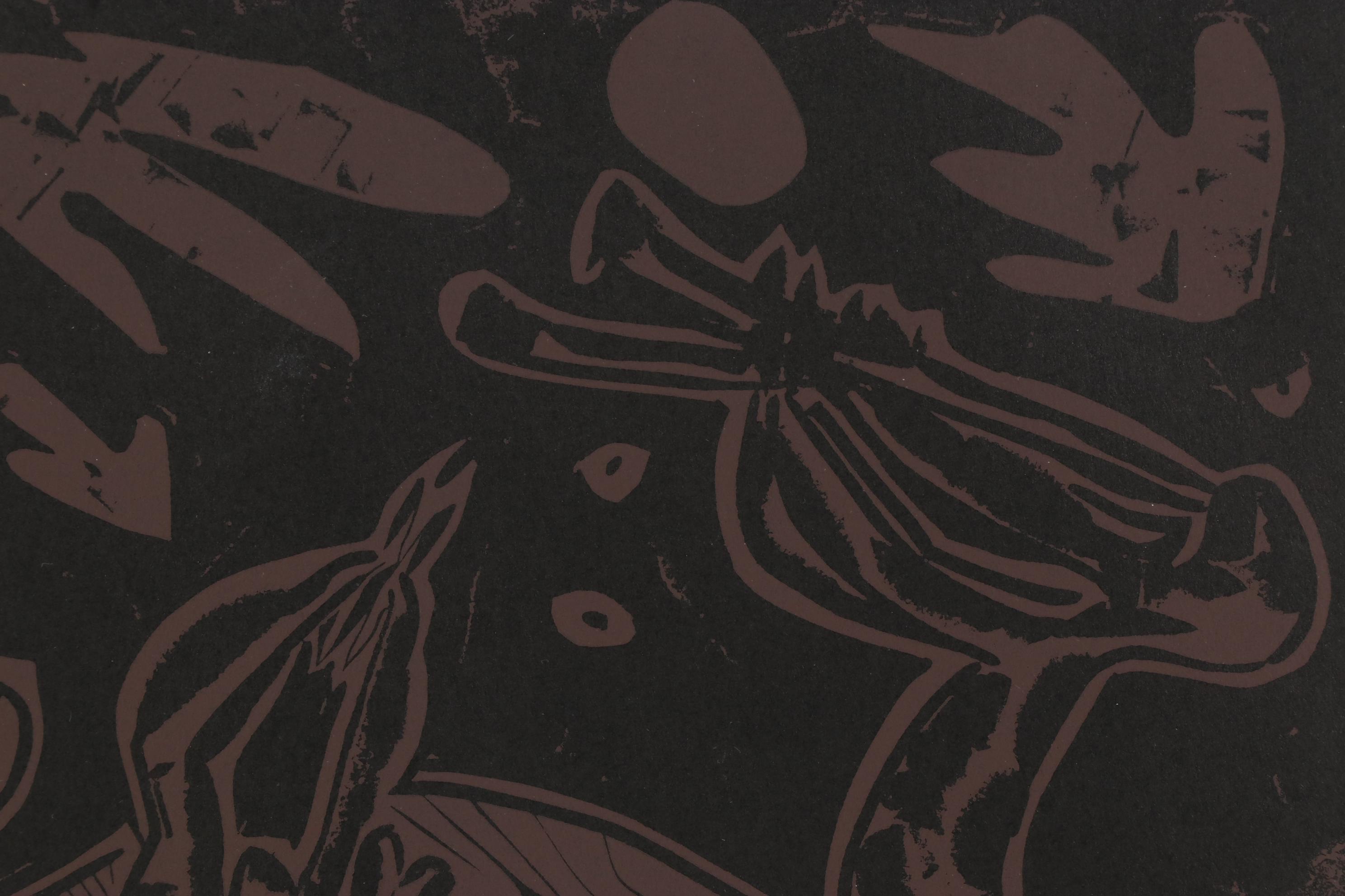 Pablo Picasso Linoleum Cut "Bacchanal with Goat and Owl," 1962