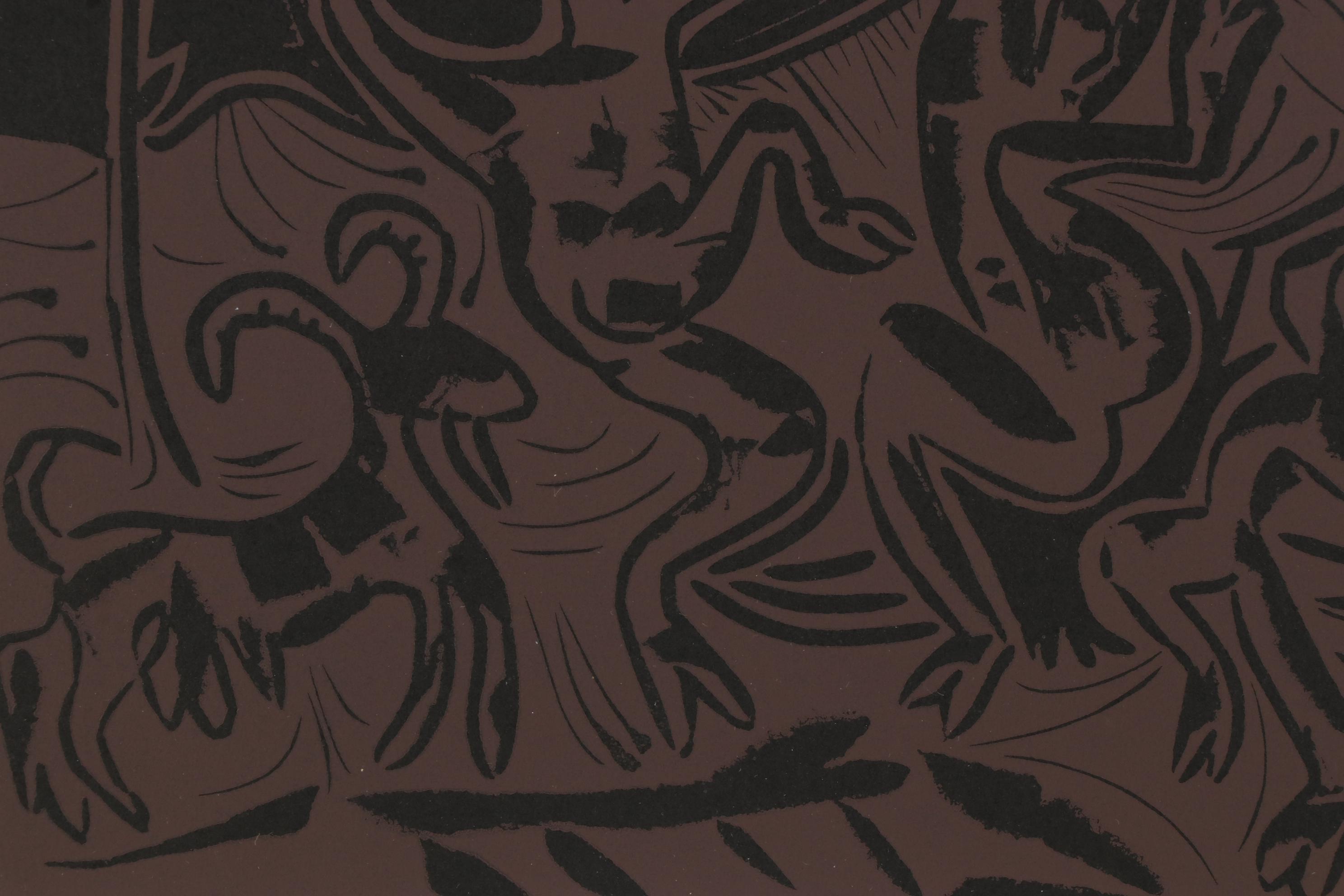 Pablo Picasso Linoleum Cut "Bacchanal with Goat and Owl," 1962