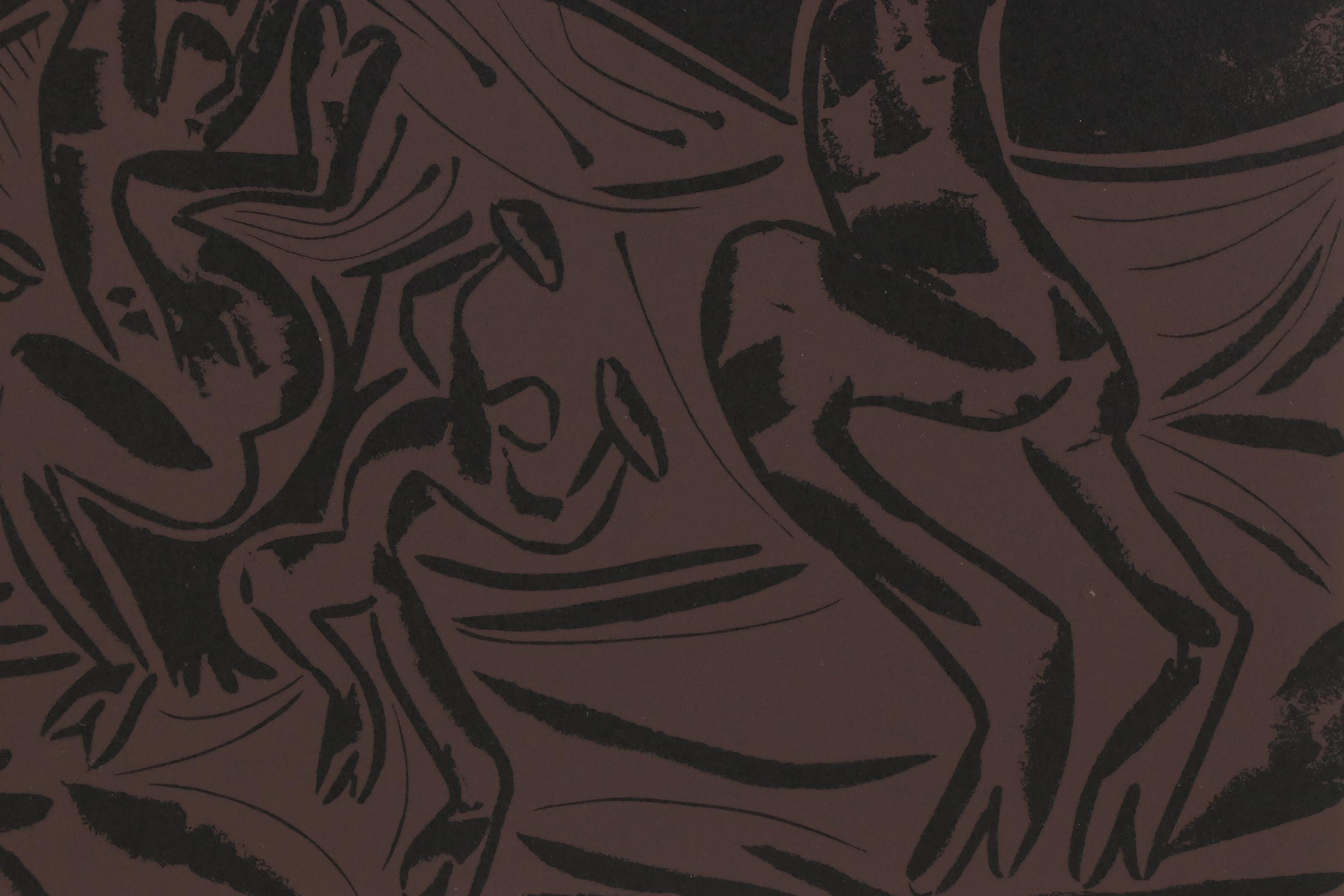 Pablo Picasso Linoleum Cut "Bacchanal with Goat and Owl," 1962