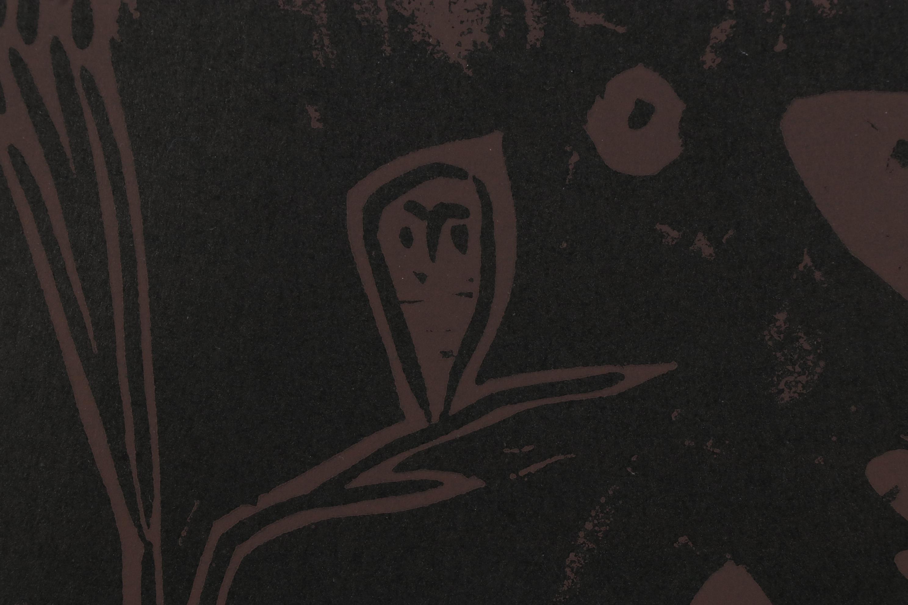 Pablo Picasso Linoleum Cut "Bacchanal with Goat and Owl," 1962