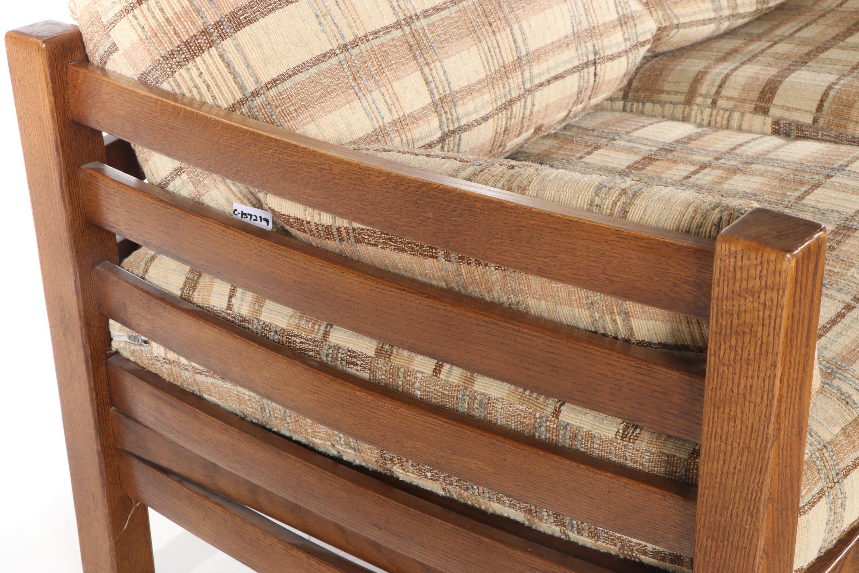 Davis "Jack Daniels Collection" Mission Slatted Oak Loveseat, circa 1980