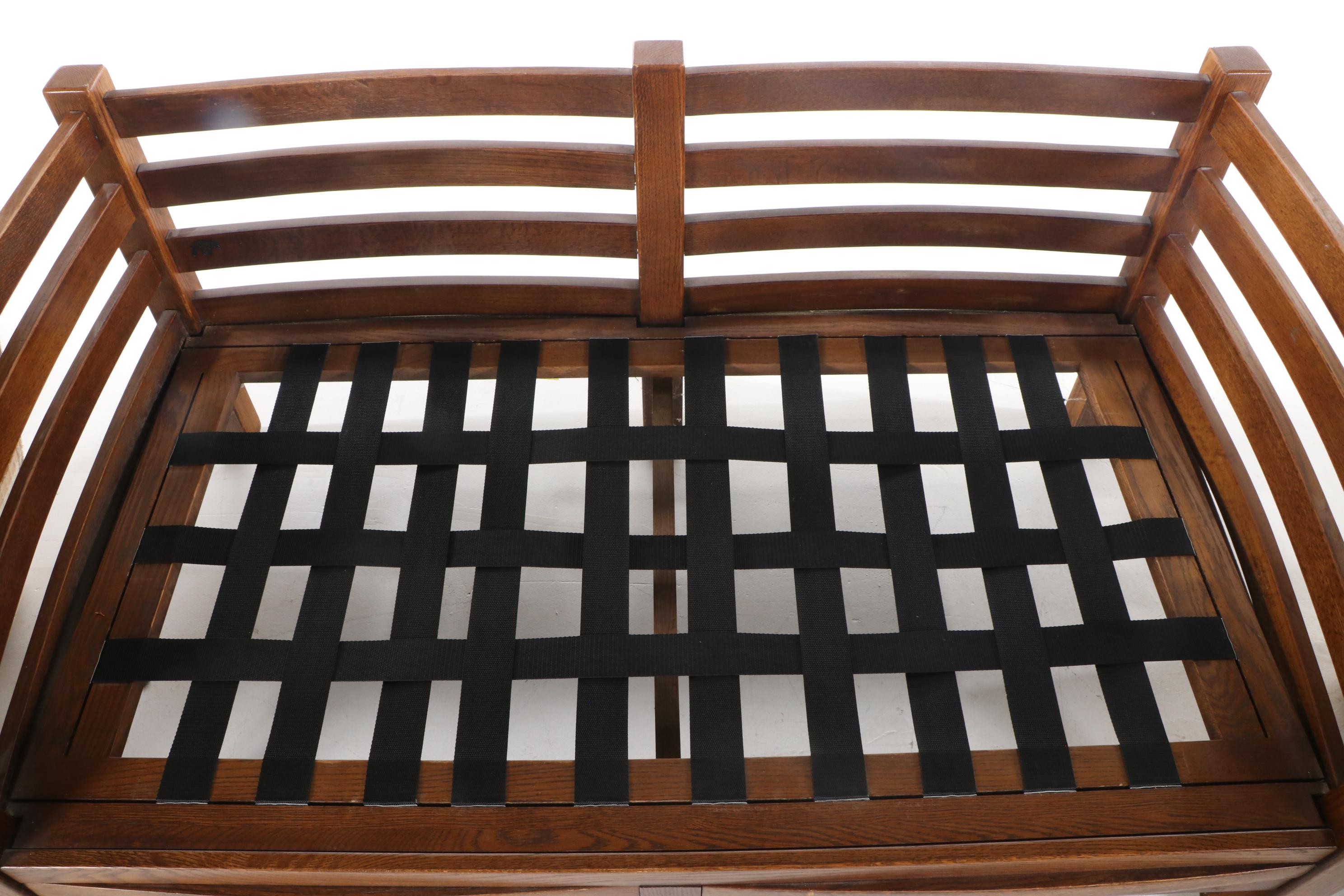 Davis "Jack Daniels Collection" Mission Slatted Oak Loveseat, circa 1980