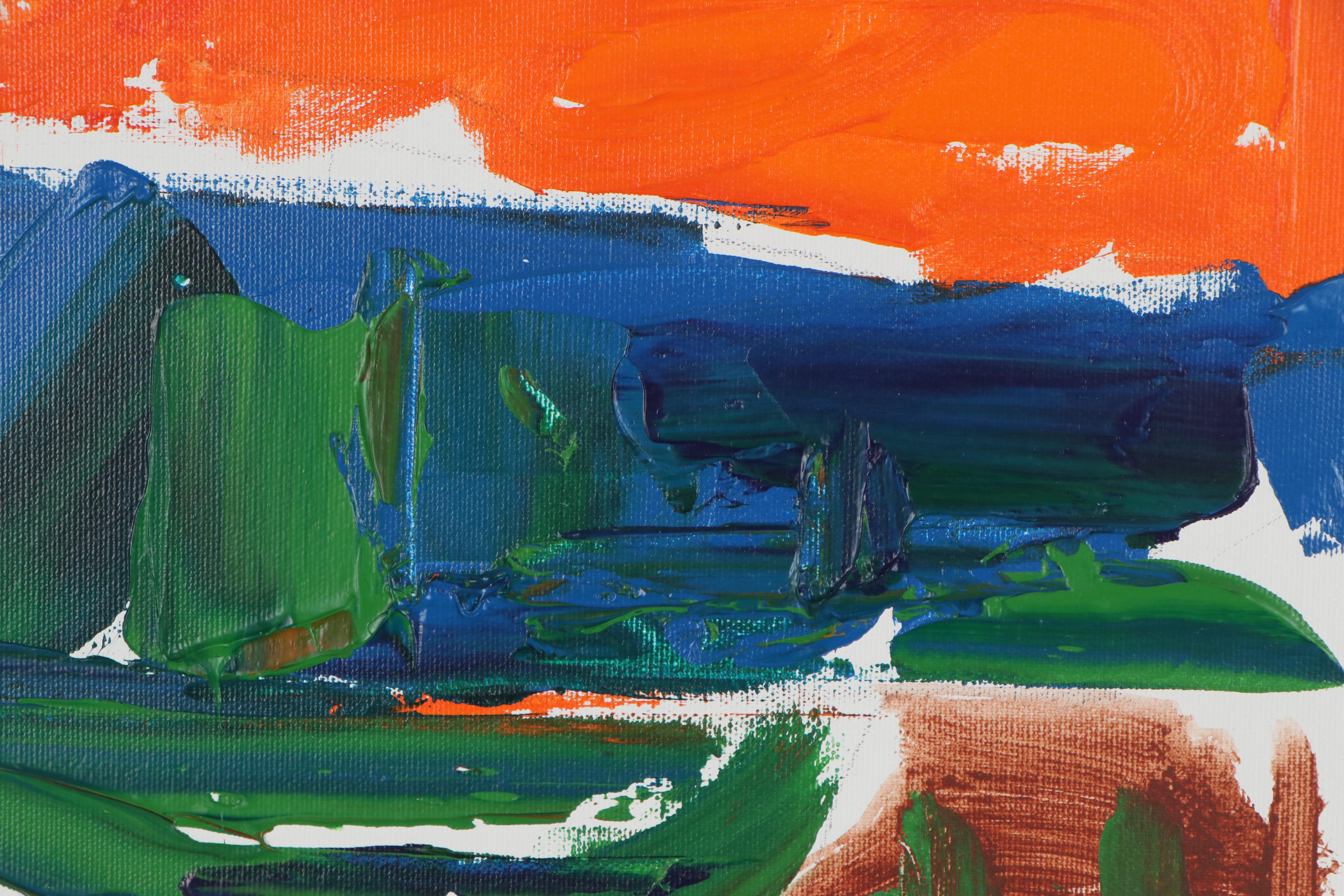 Jack Meanwell Oil Painting "Orange Sky/Blue Horizon," 1999