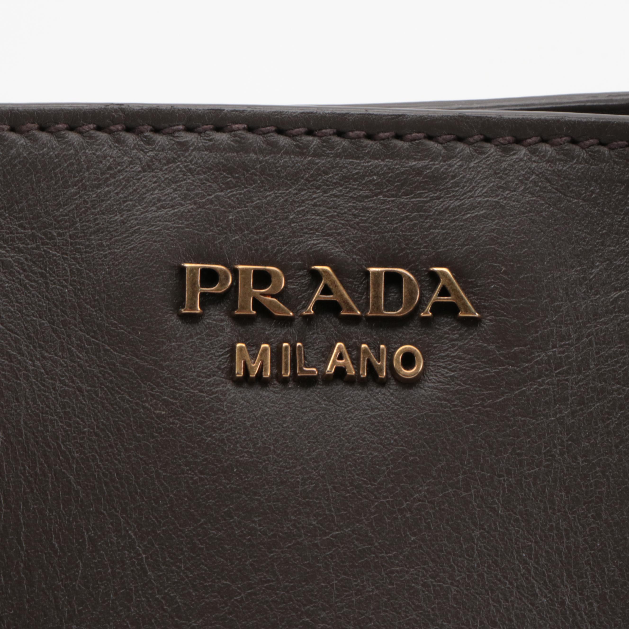 Prada Open City Tote in Taupe Calfskin Leather