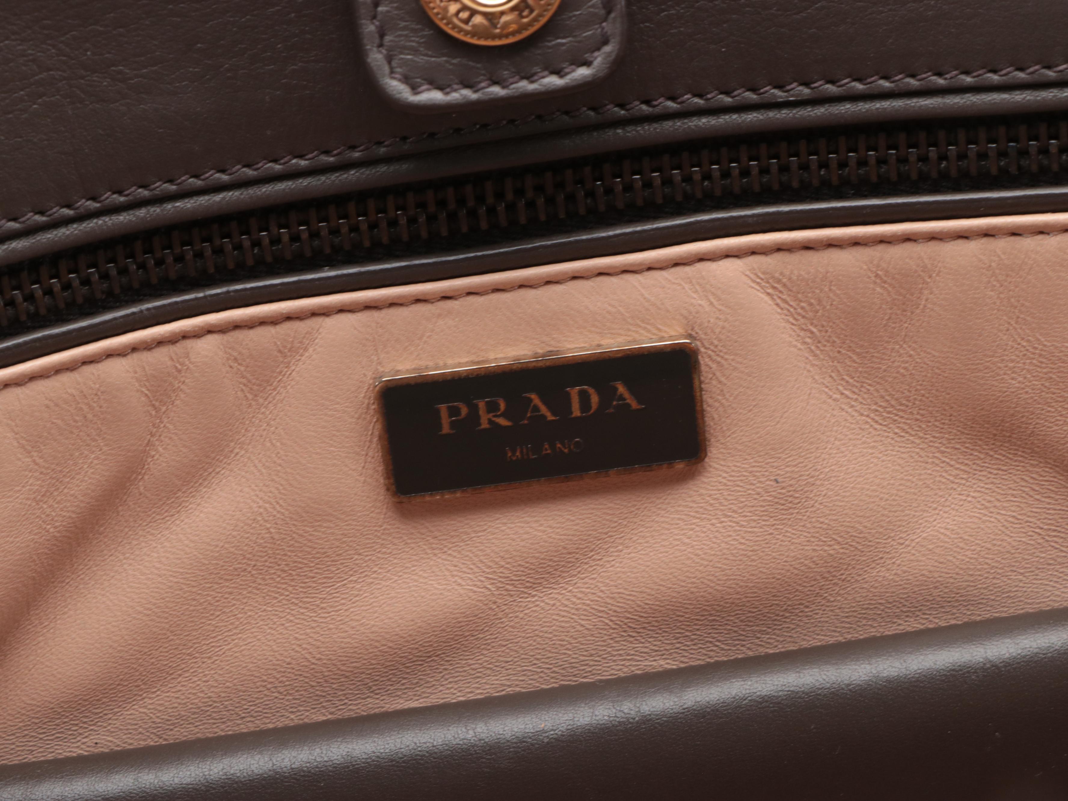 Prada Open City Tote in Taupe Calfskin Leather