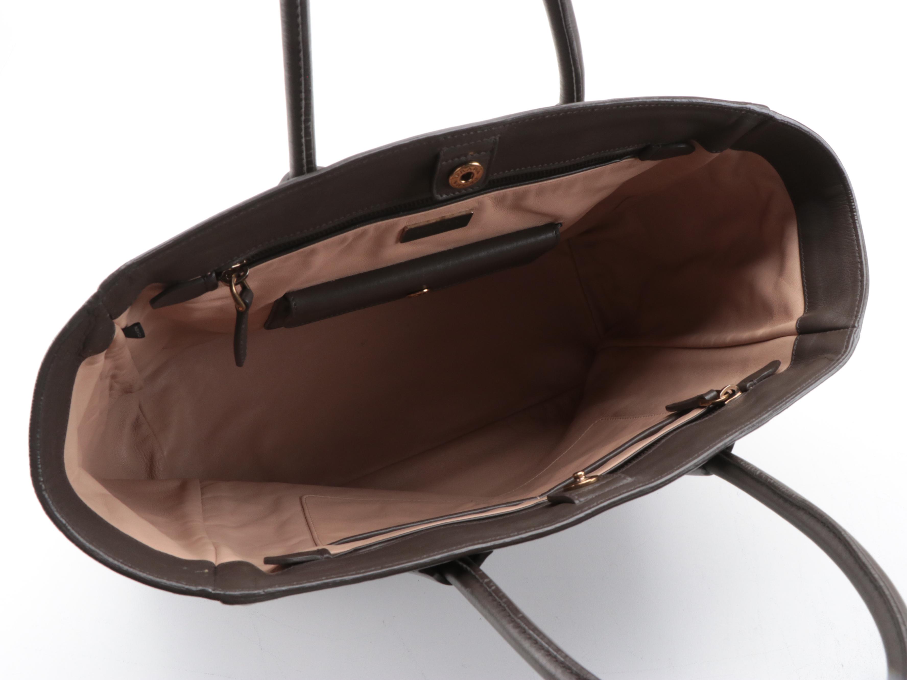 Prada Open City Tote in Taupe Calfskin Leather