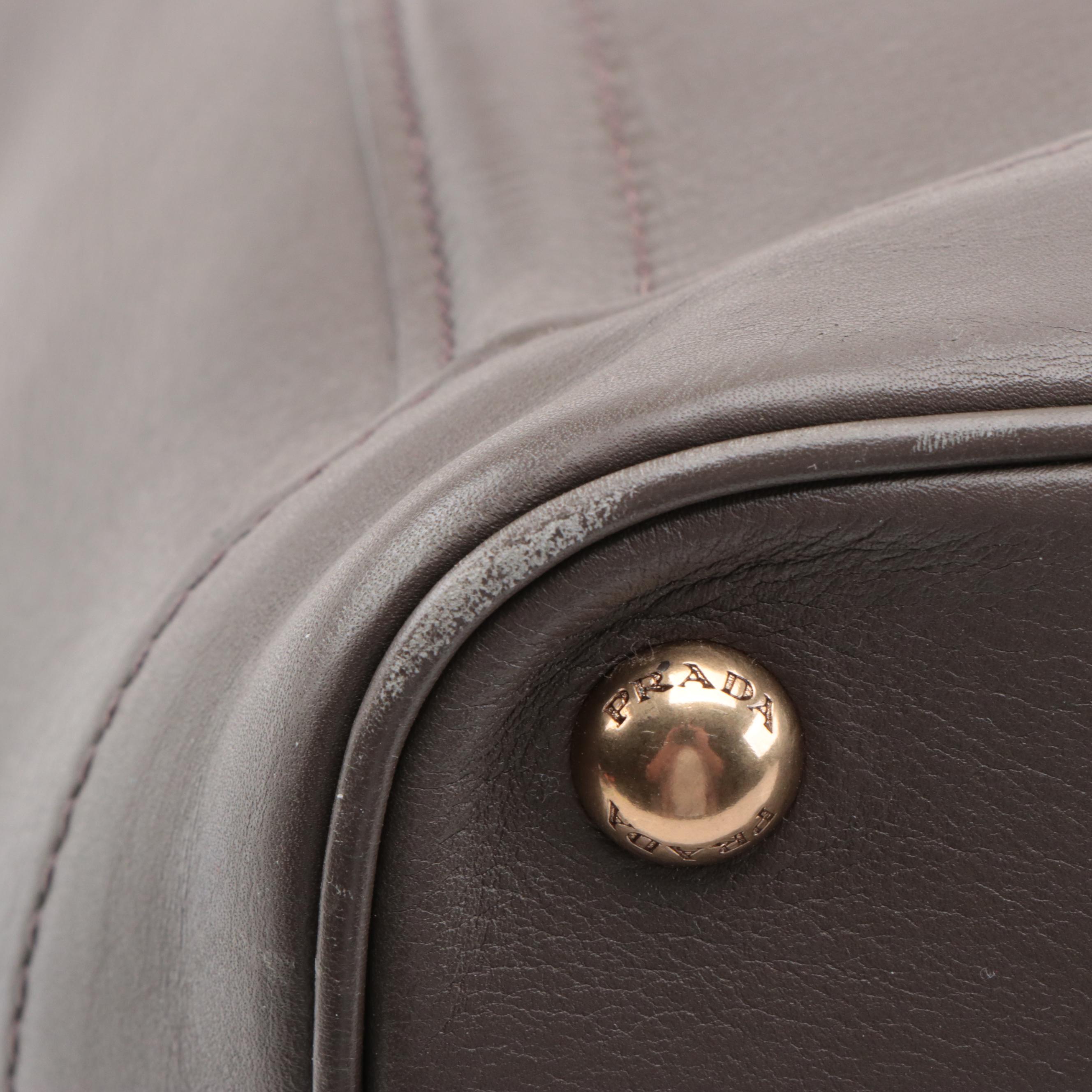 Prada Open City Tote in Taupe Calfskin Leather