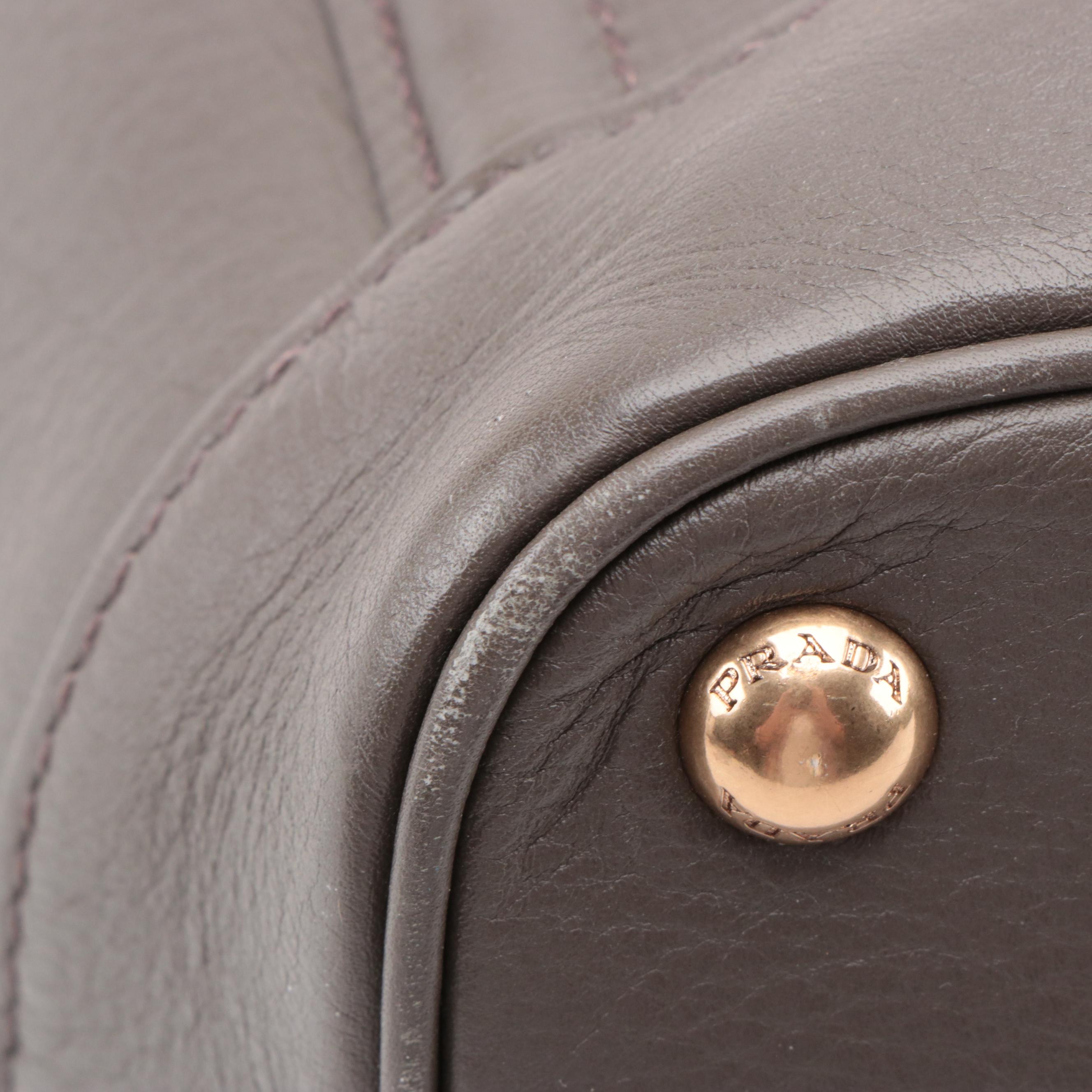 Prada Open City Tote in Taupe Calfskin Leather