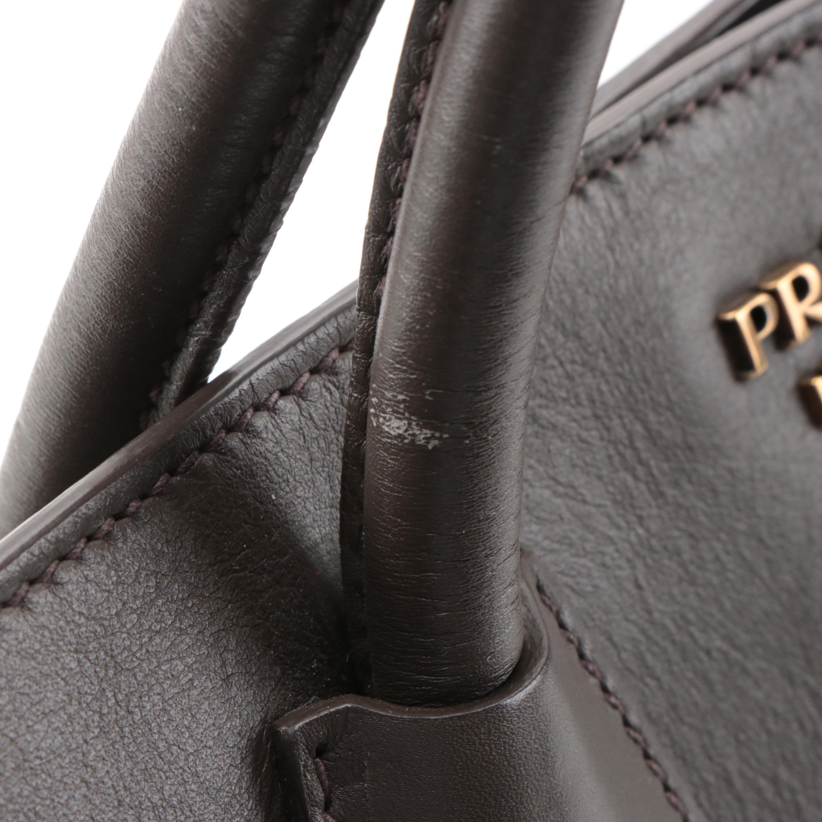 Prada Open City Tote in Taupe Calfskin Leather