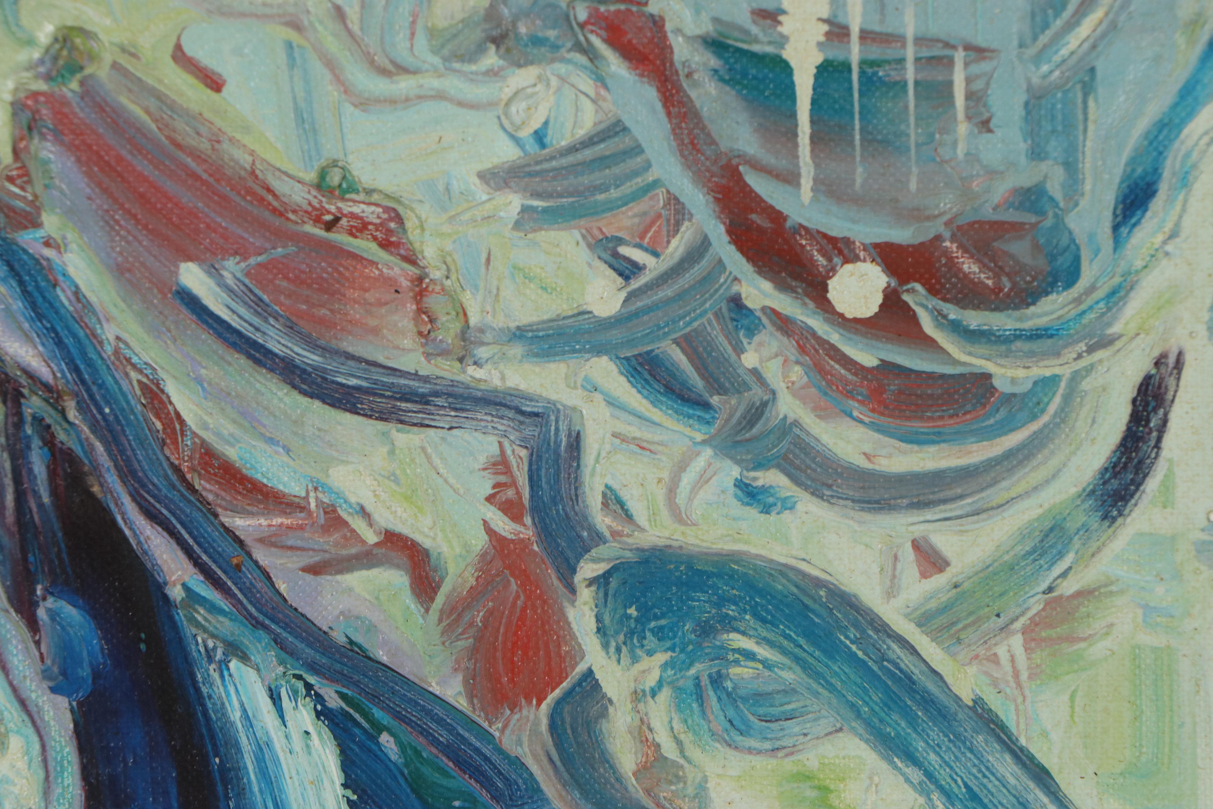 Jack Meanwell Abstract Oil Painting "Northern Rocks and Reflections," 1979