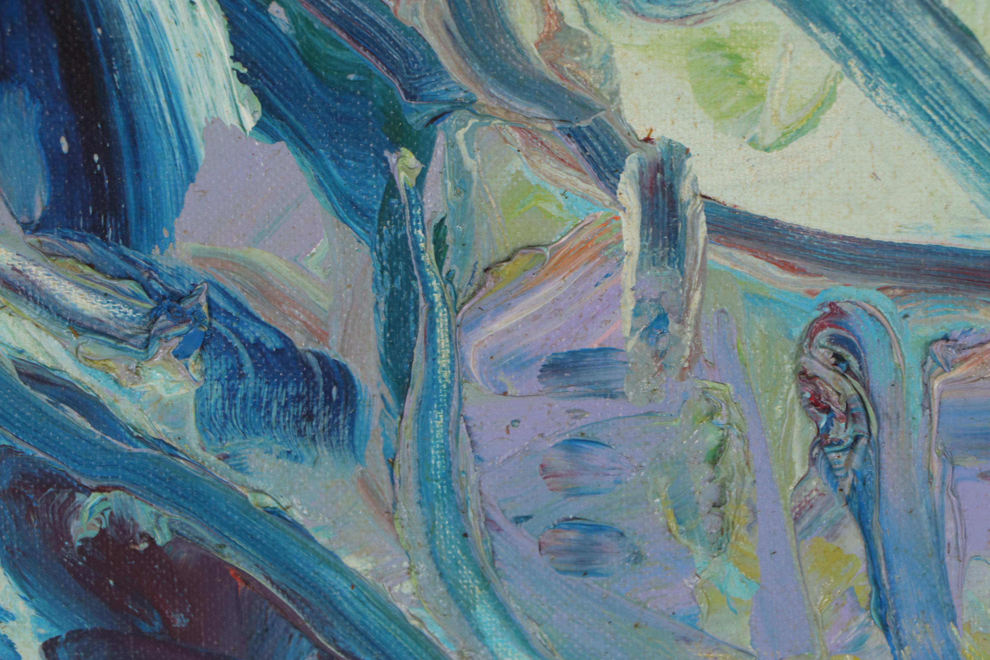 Jack Meanwell Abstract Oil Painting "Northern Rocks and Reflections," 1979